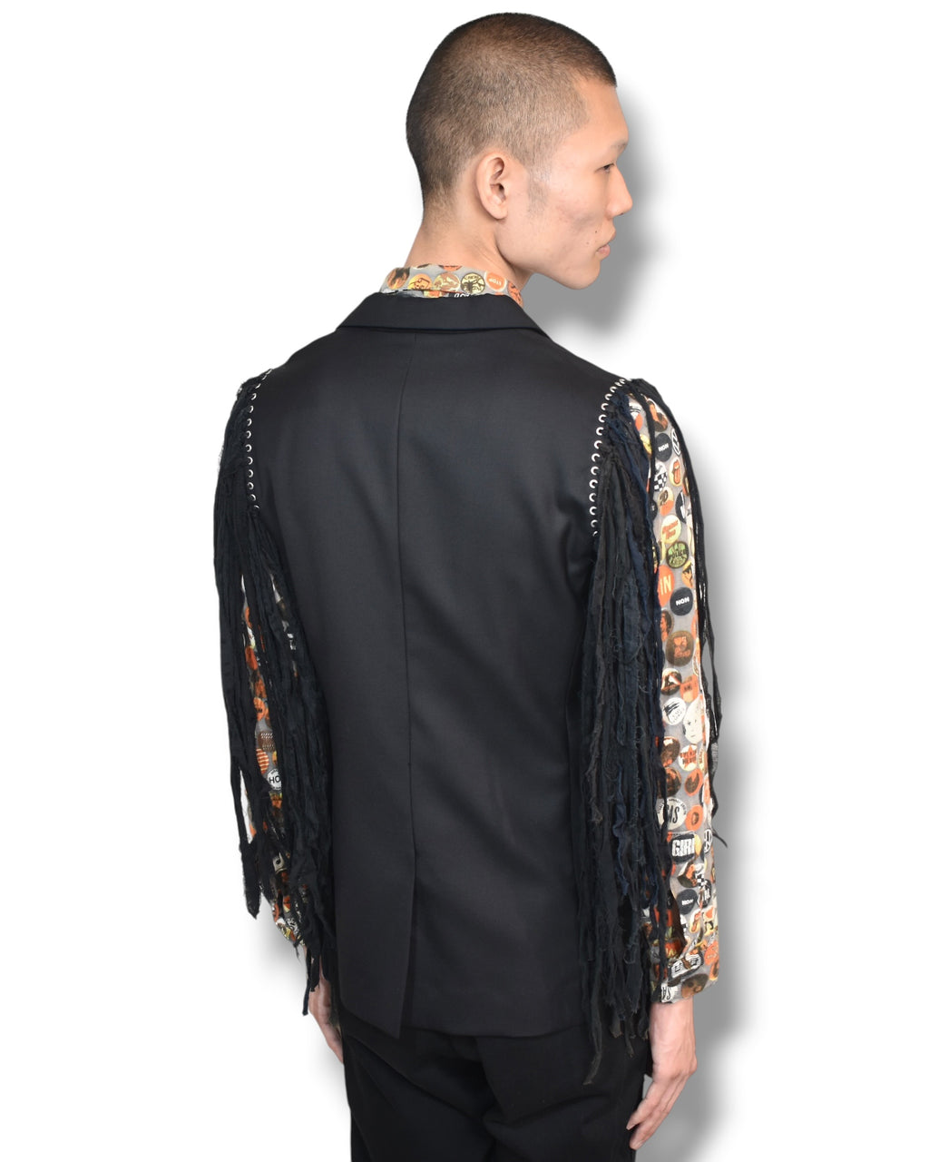 PHENOMENON fringe sleeve tailored jacket