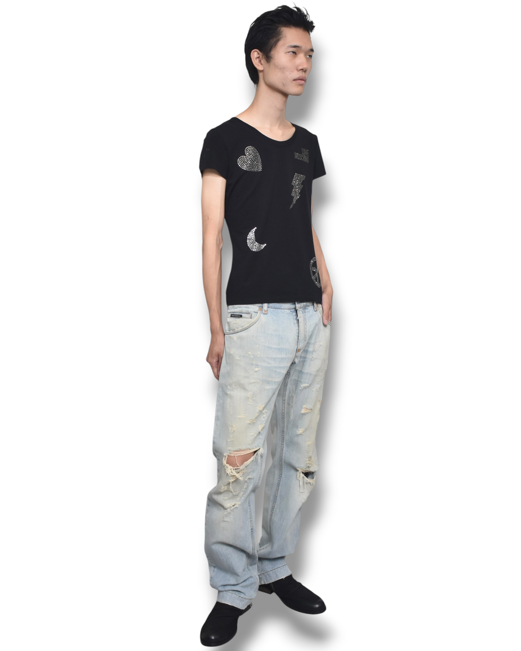 LOVE MOSCHINO rhinestone docking t-shirt