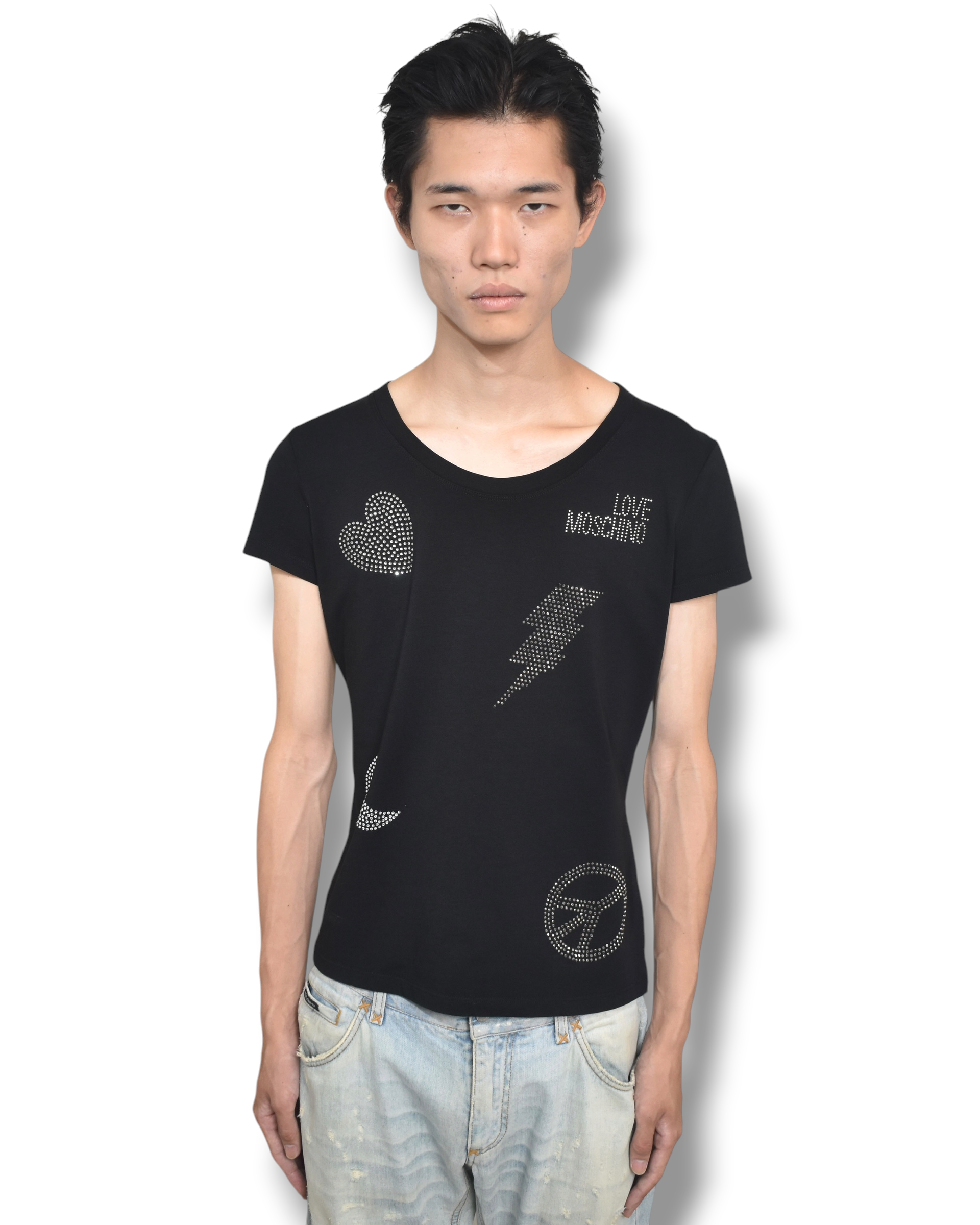 LOVE MOSCHINO rhinestone docking t-shirt