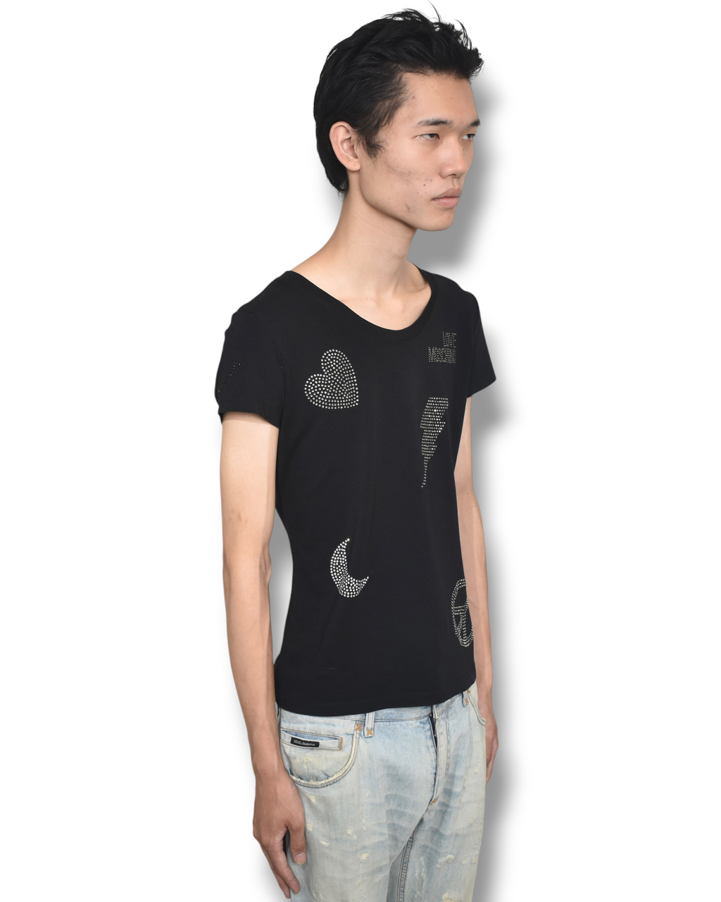 LOVE MOSCHINO rhinestone docking t-shirt