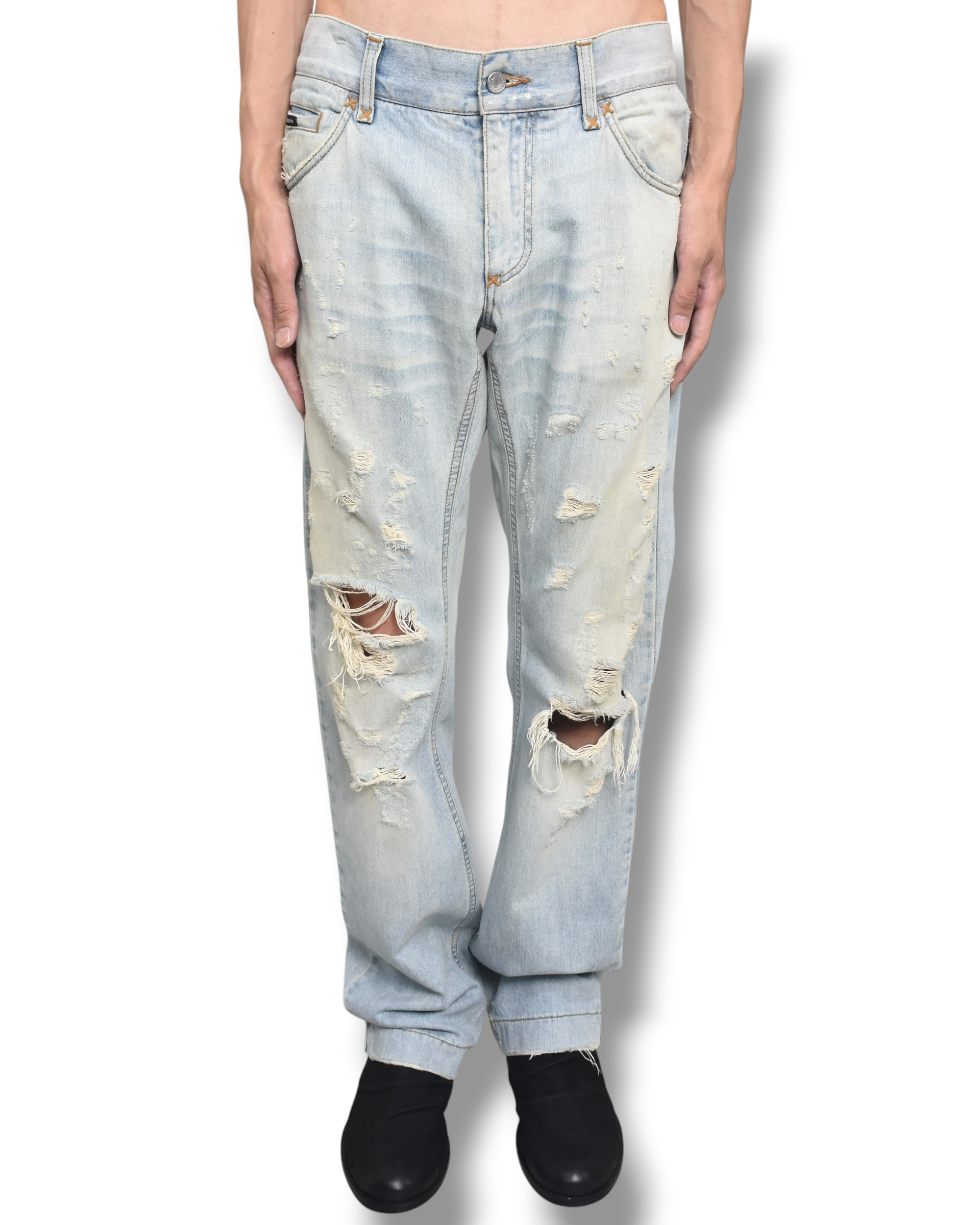 DOLCE&GABBANA  faded denim pants
