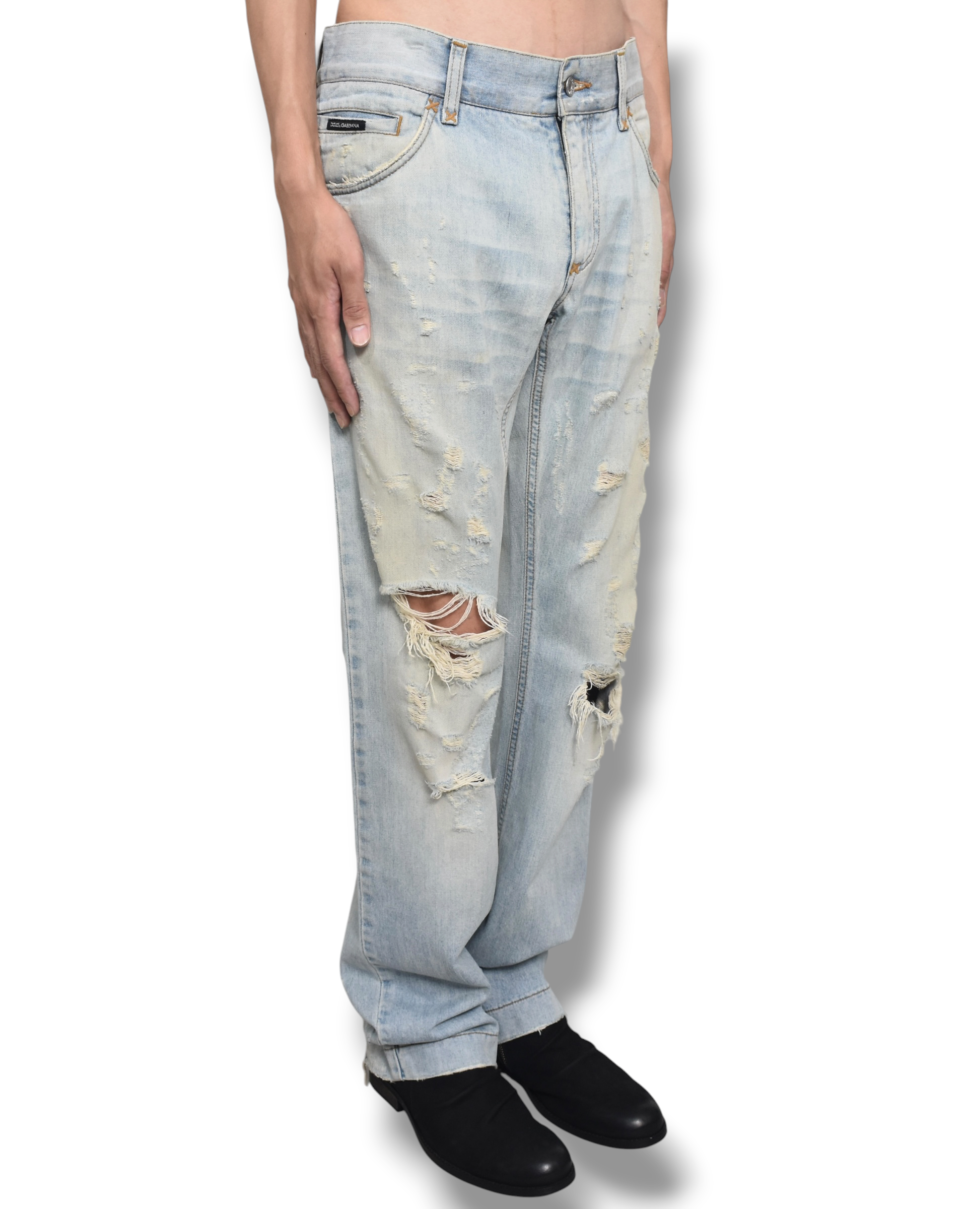 DOLCE&GABBANA  faded denim pants