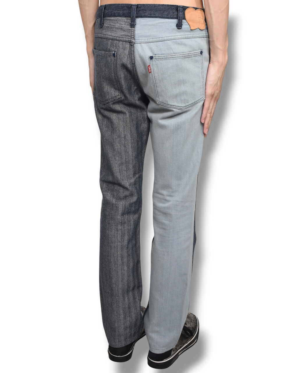 02aw NUMBER NINE two-tone denim pants