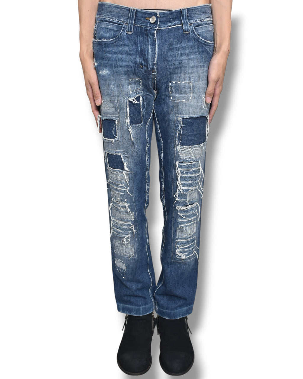 DOLCE&GABBANA damaged denim pants