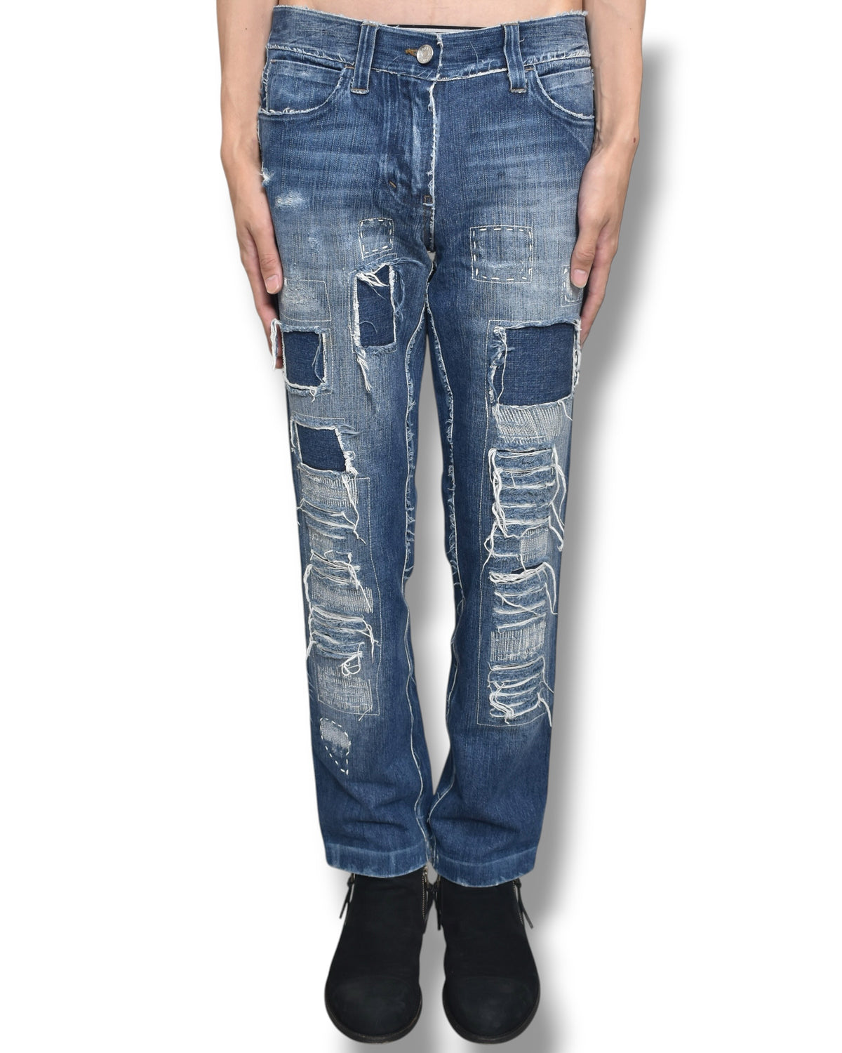 DOLCE&GABBANA damaged denim pants