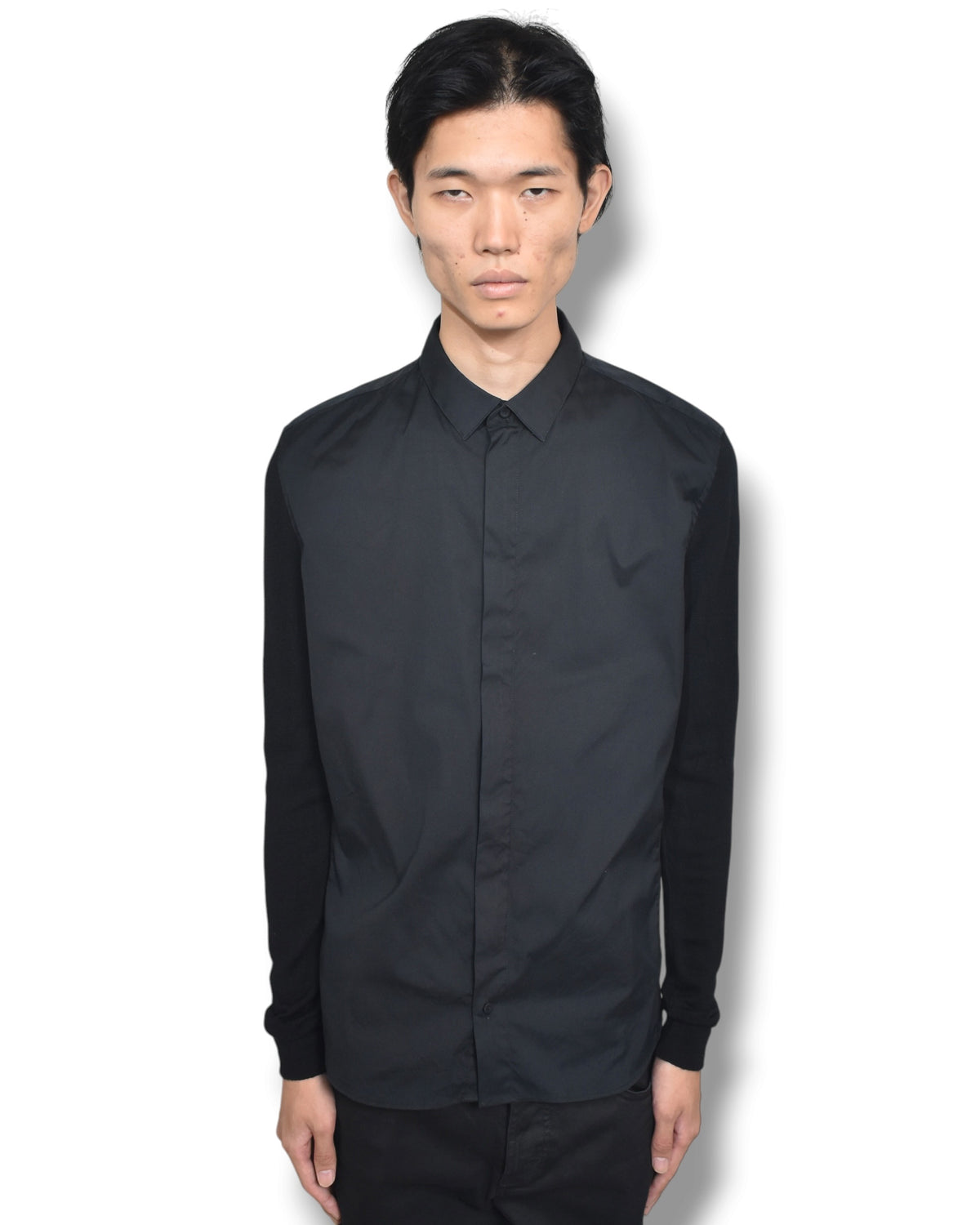EMPORIO ARMANI knit-sleeve shirt