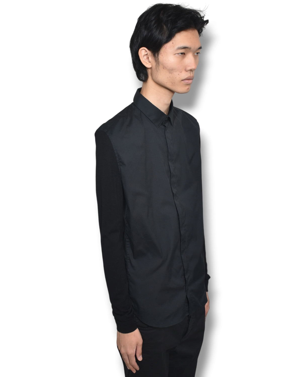 EMPORIO ARMANI knit-sleeve shirt