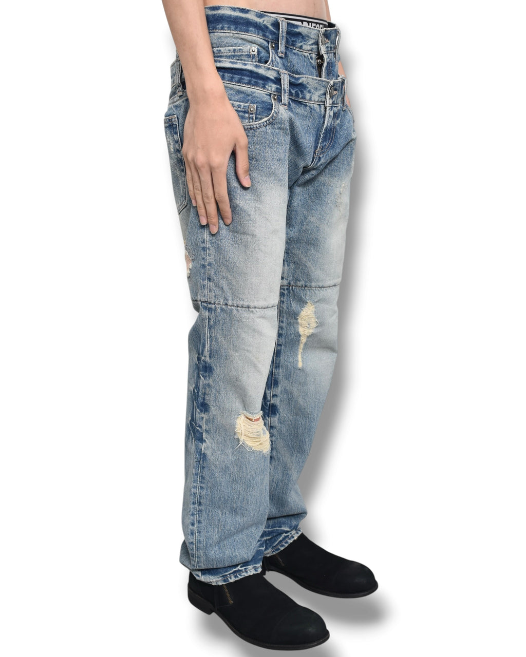 PPFM double-waist denim pants