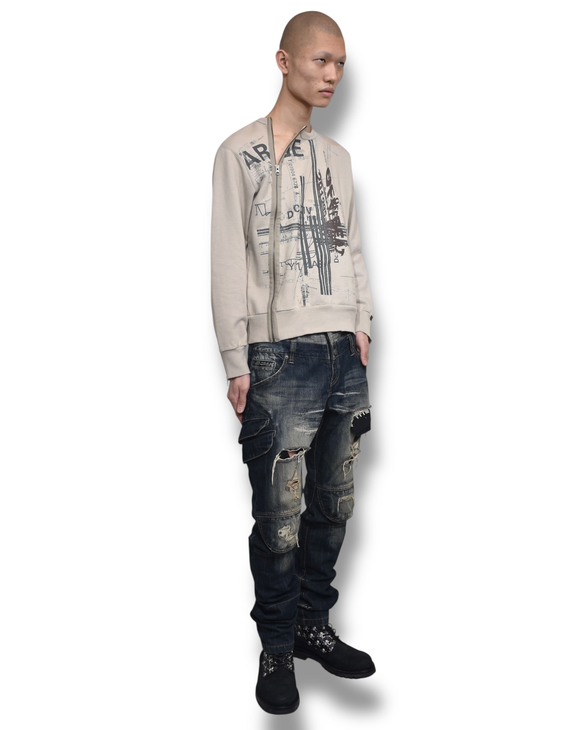 291295＝HOMME zip docking sweat top