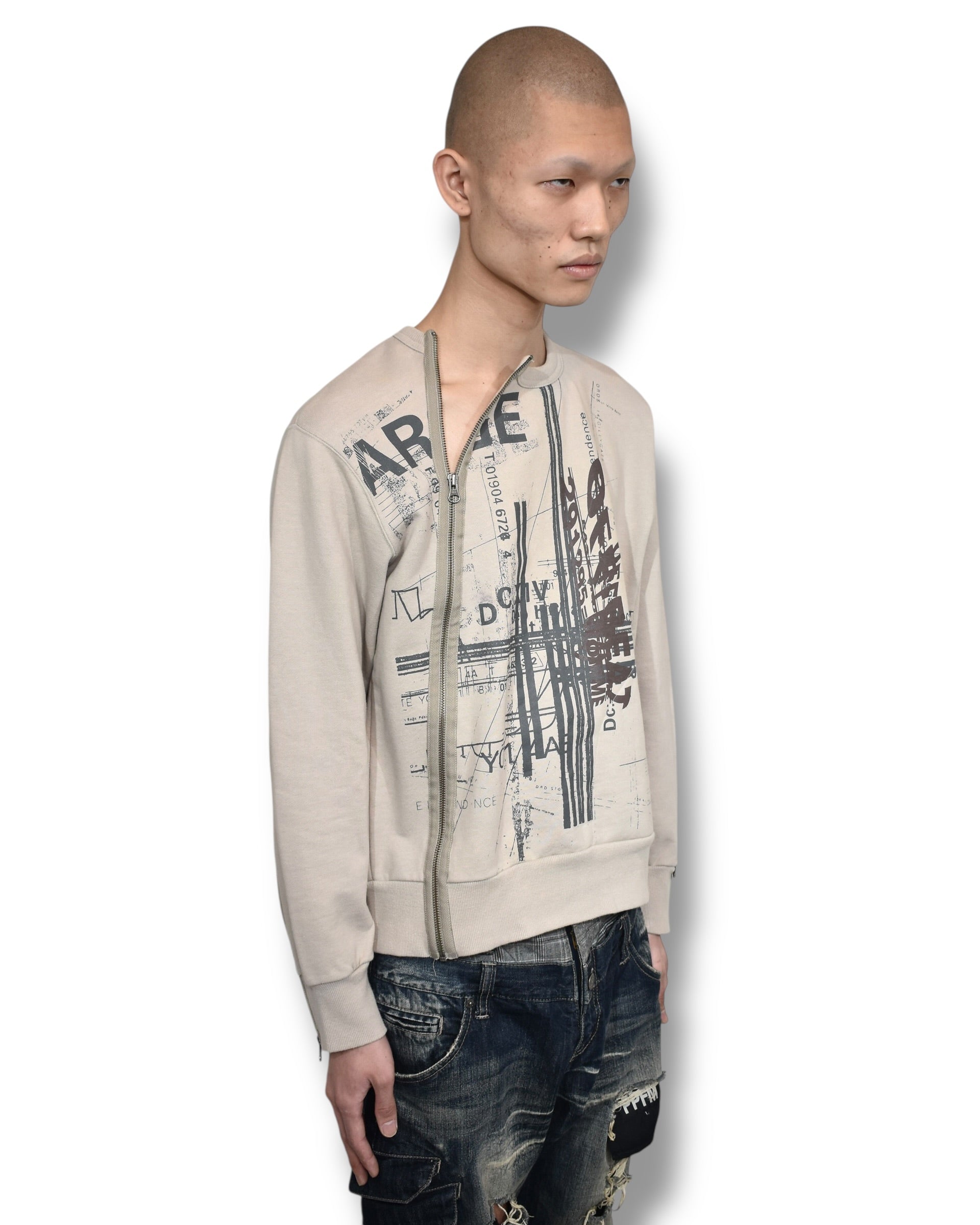 291295＝HOMME zip docking sweat top