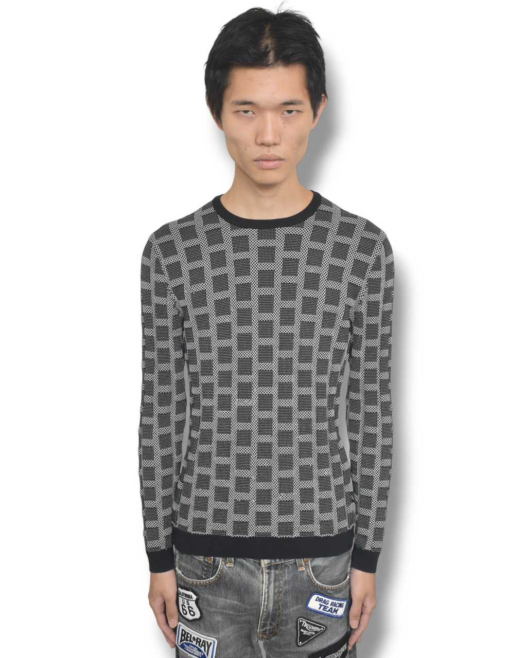 EMPORIO ARMANI waffle knit top