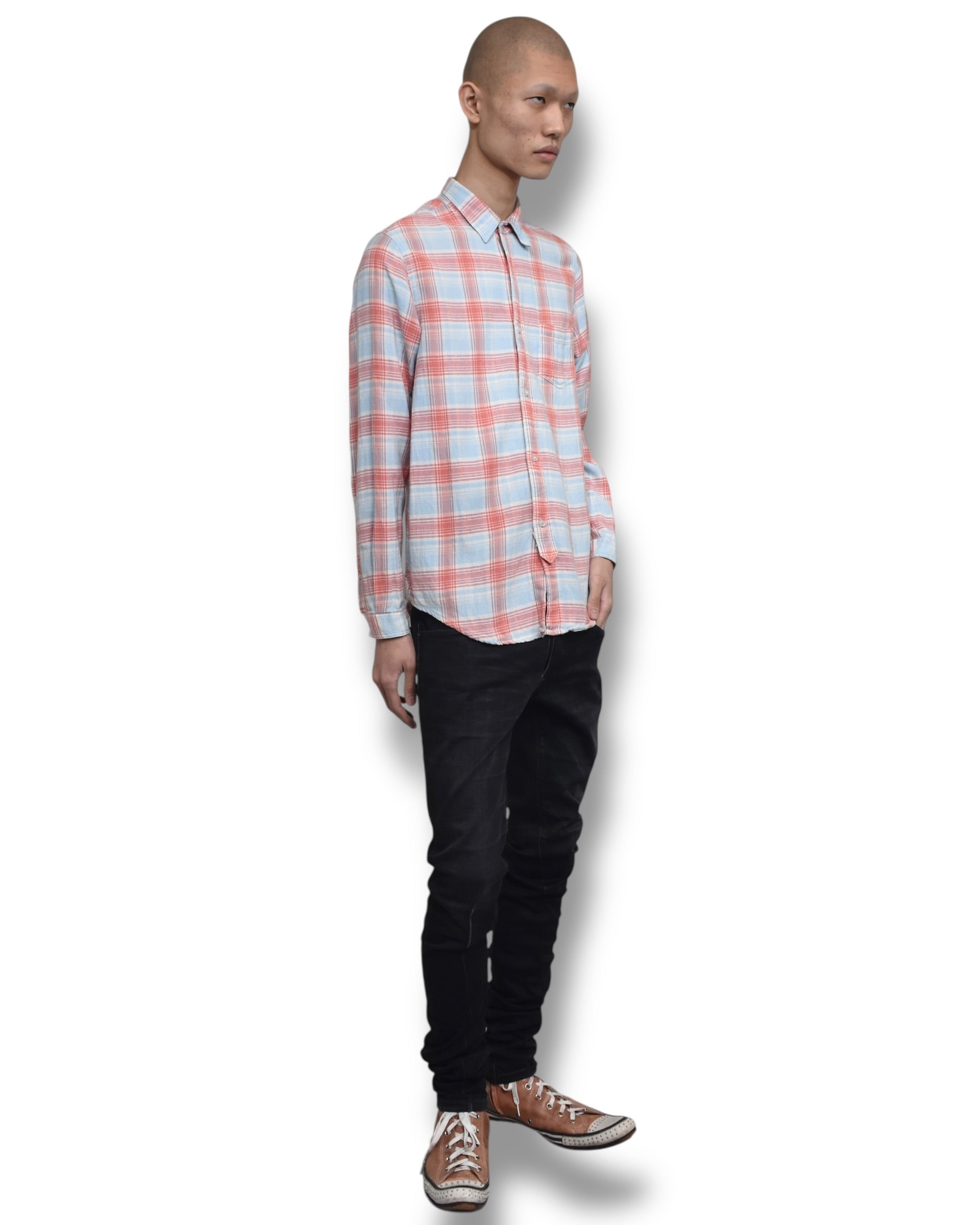 RARE back graphic check shirt