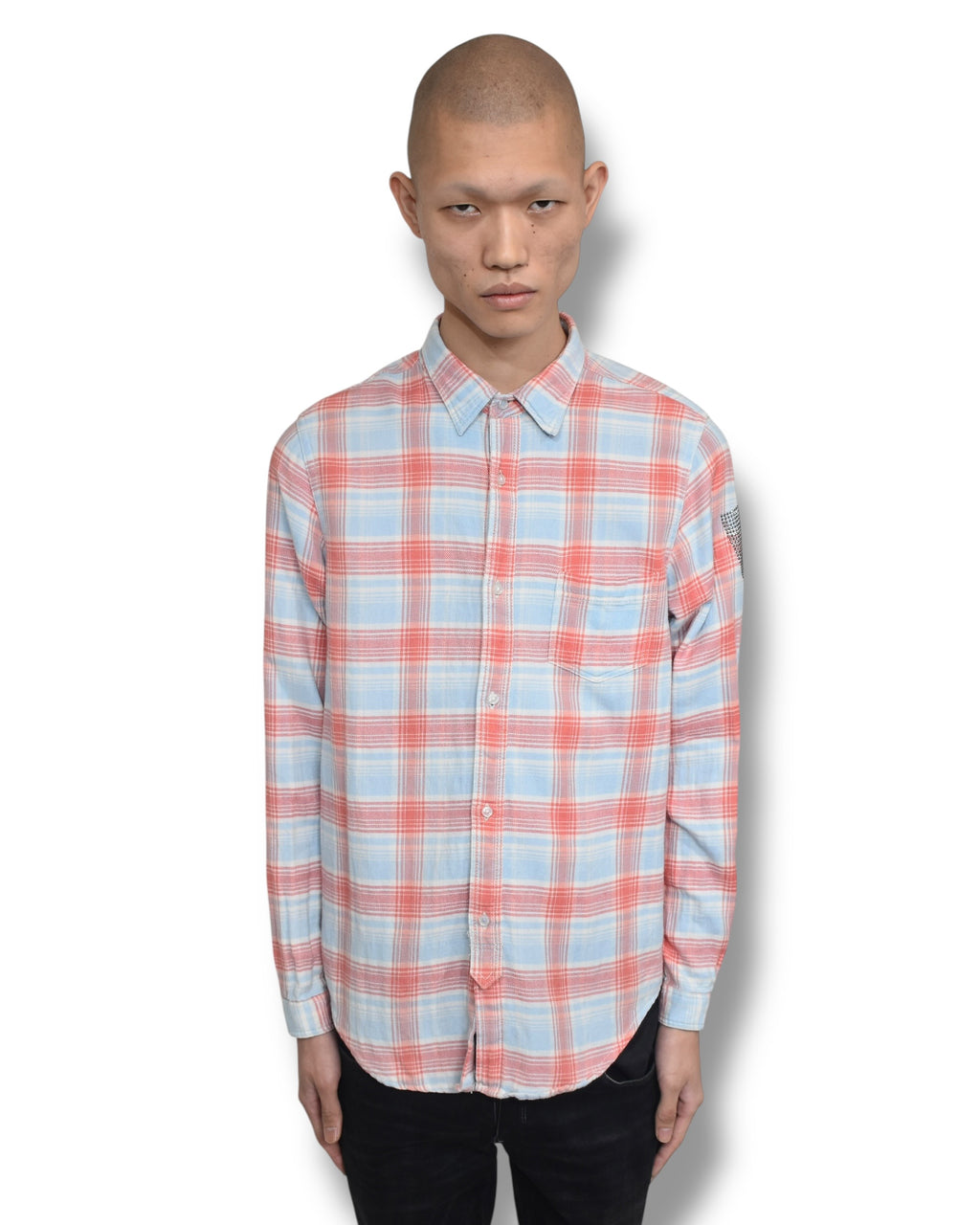 RARE back graphic check shirt