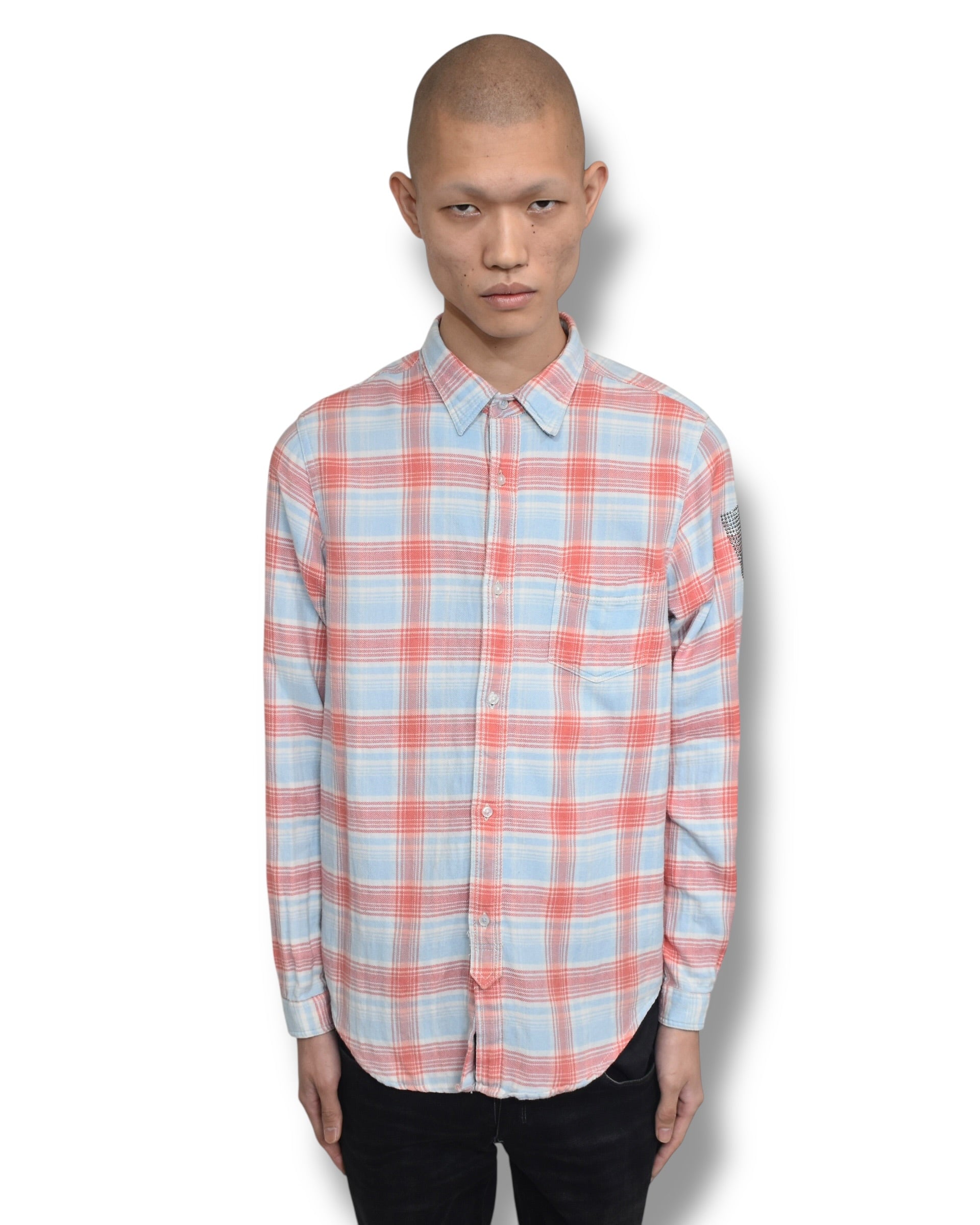 RARE back graphic check shirt