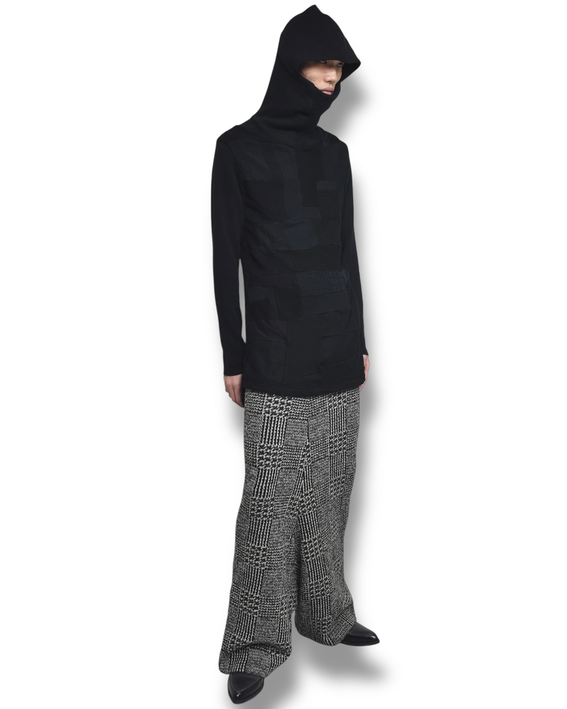 KOHSHIN SATOH exhibition sample patched knit hoodie