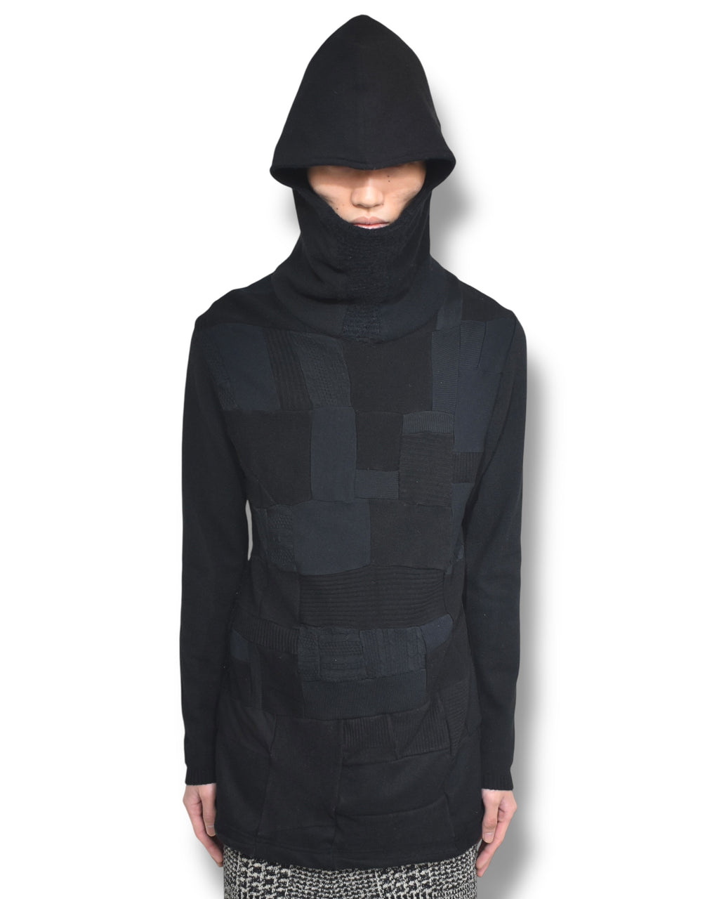KOHSHIN SATOH exhibition sample patched knit hoodie