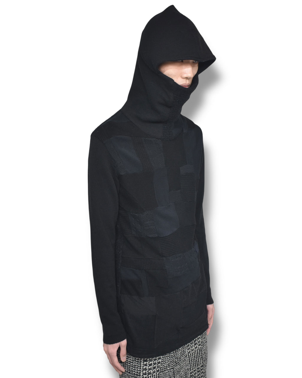 KOHSHIN SATOH exhibition sample patched knit hoodie