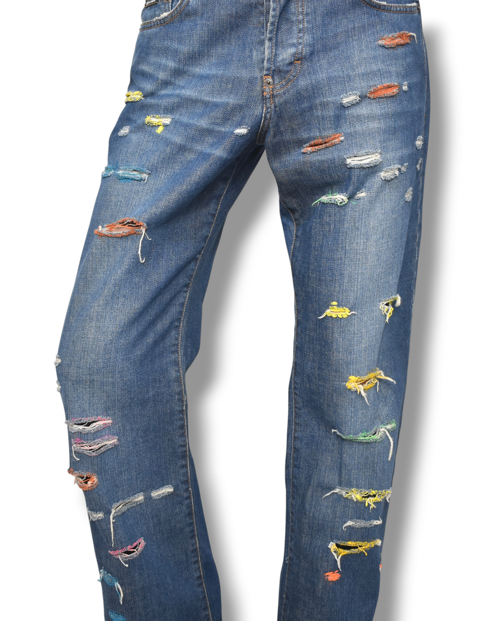 D&G multicolor damaged denim pants