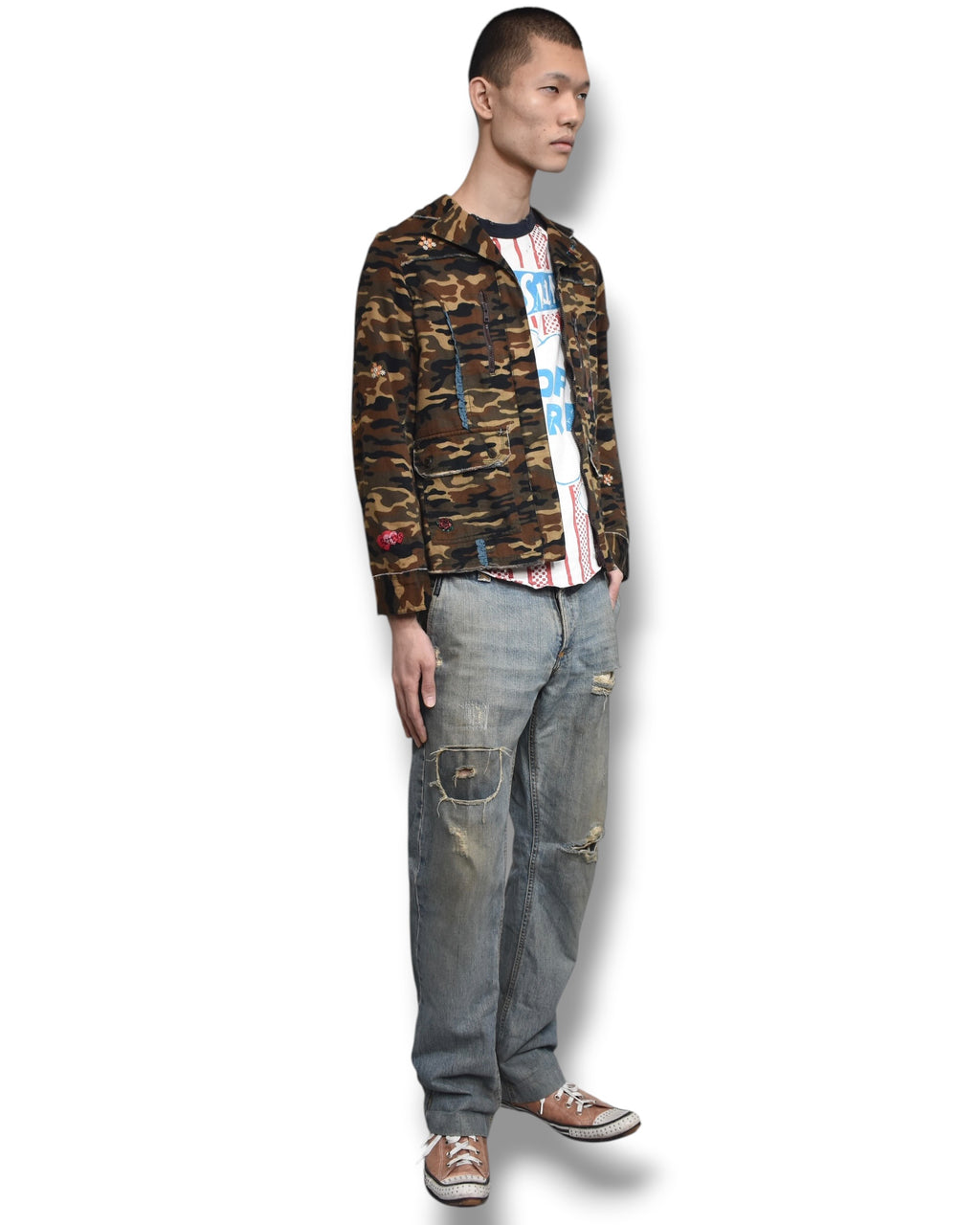 BETTYSBLUE embroidery camo jacket