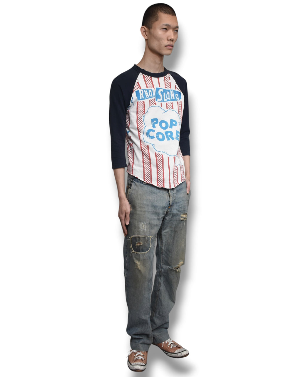 RNA damaged graphic long sleeve top