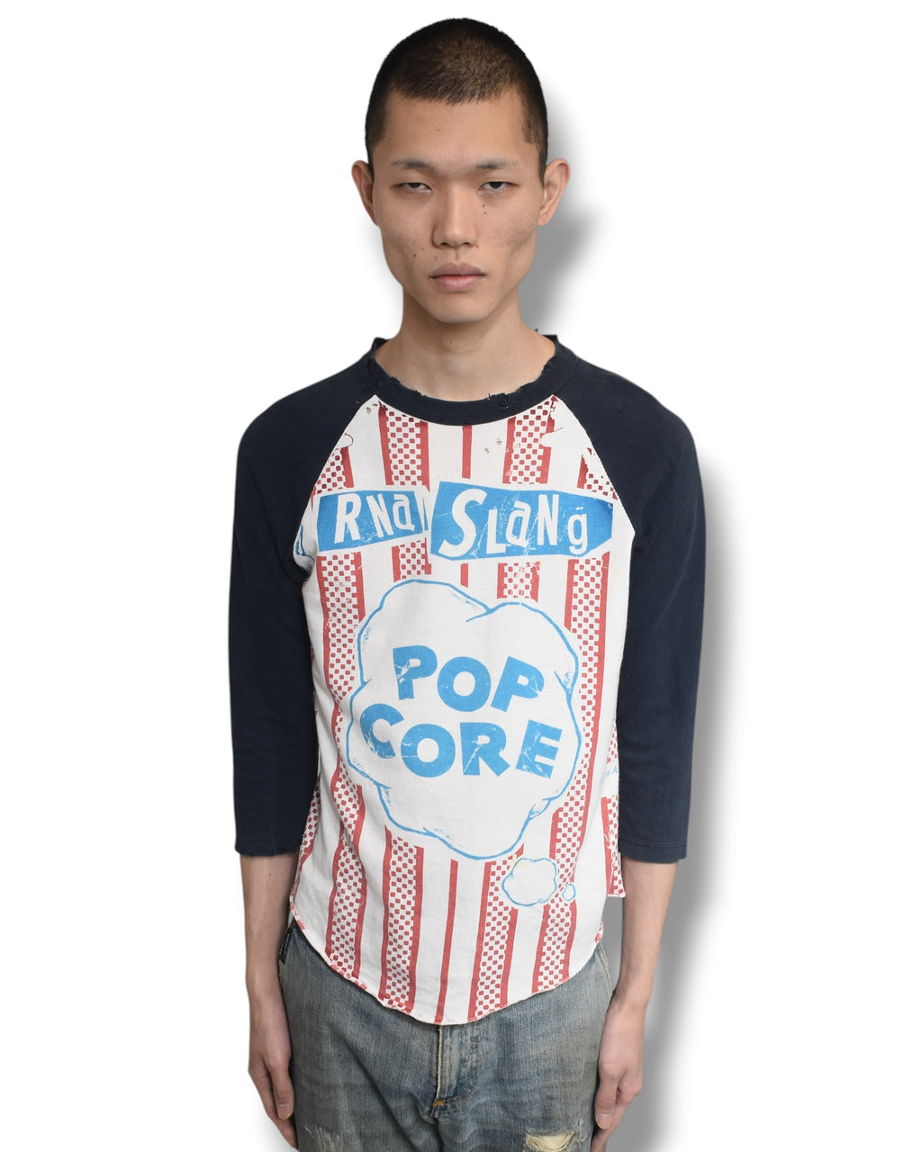 RNA damaged graphic long sleeve top