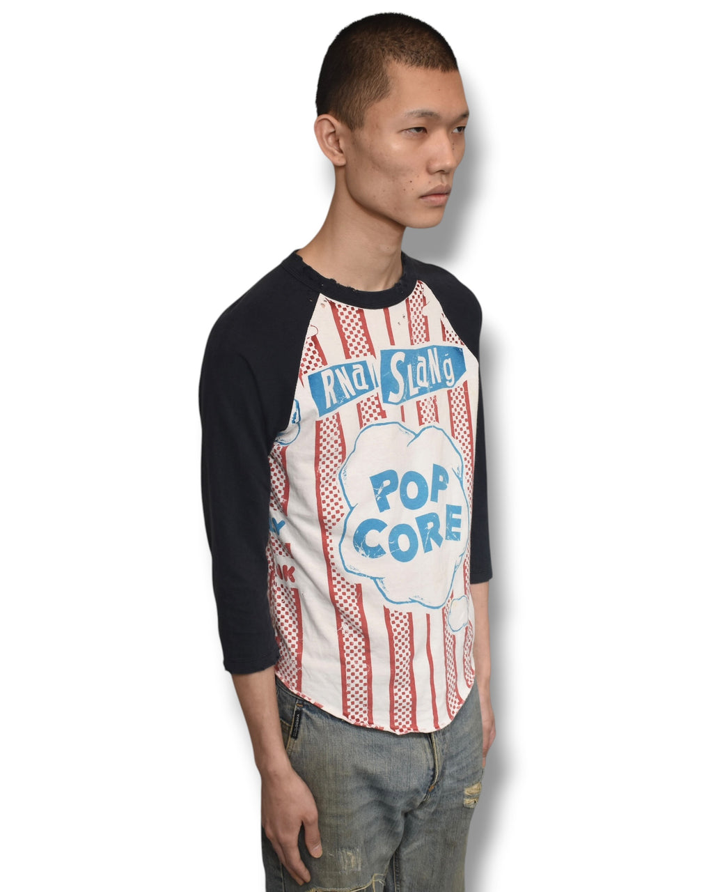 RNA damaged graphic long sleeve top