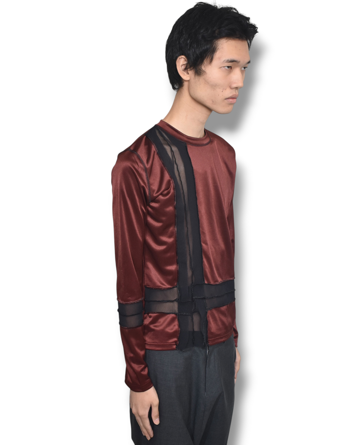 JEAN PAUL GAULTIER HOMME mesh switching long sleeve top