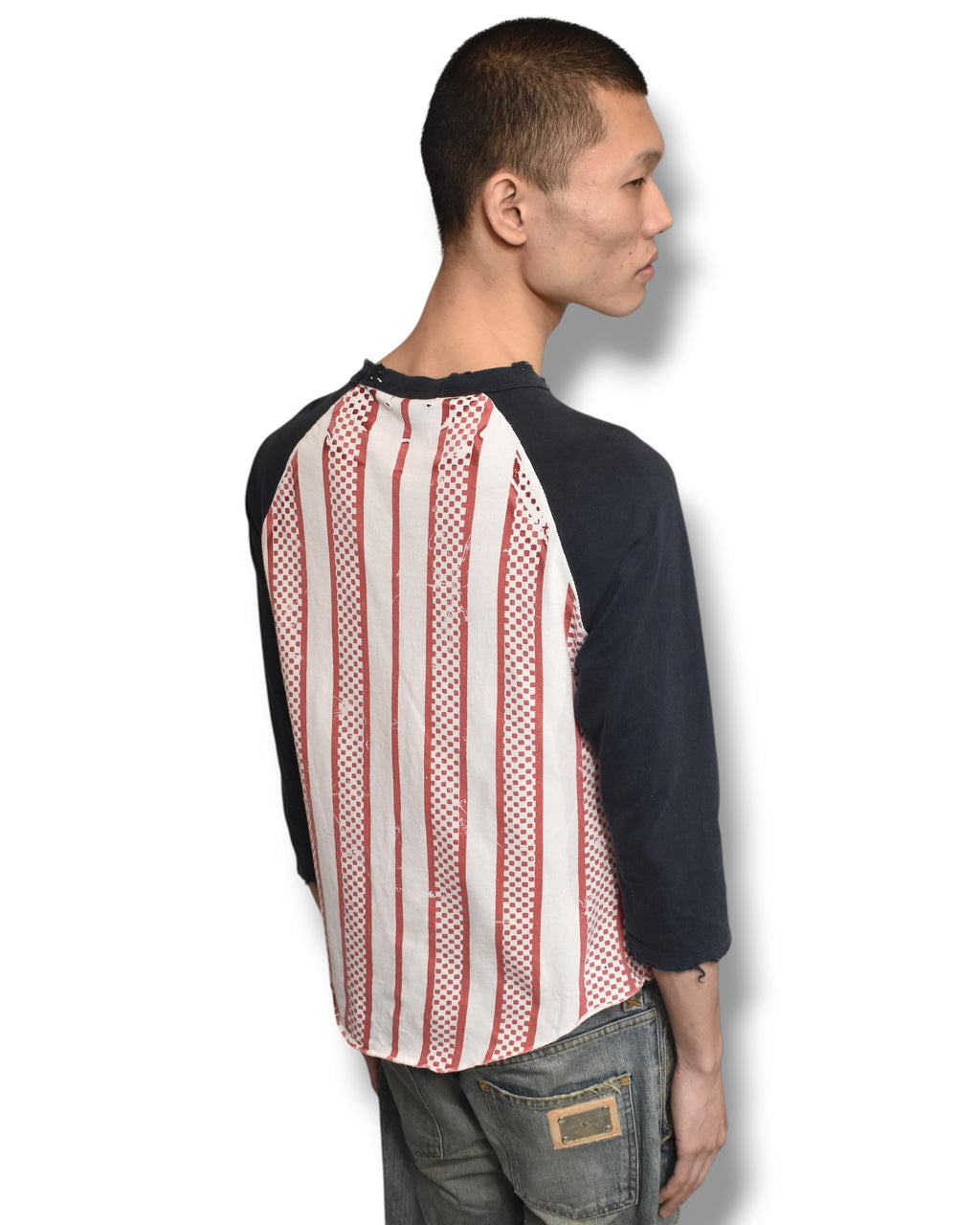 RNA damaged graphic long sleeve top