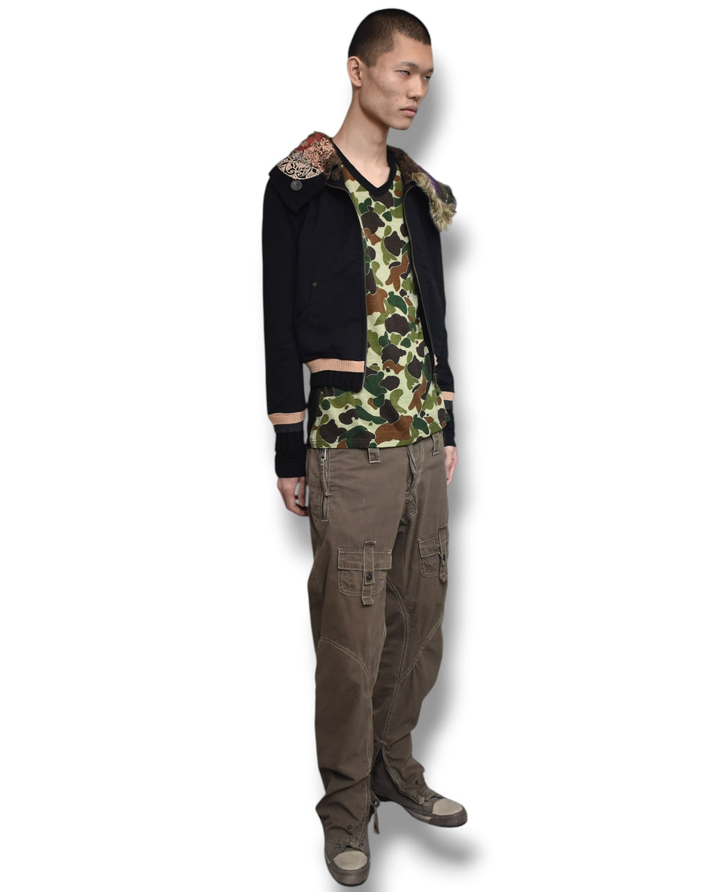 vintage zip up knitted blouson
