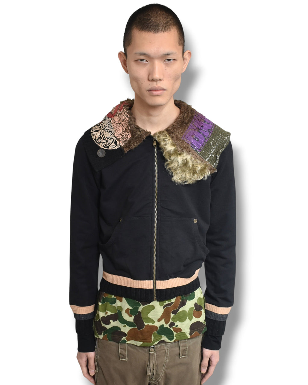 vintage zip up knitted blouson
