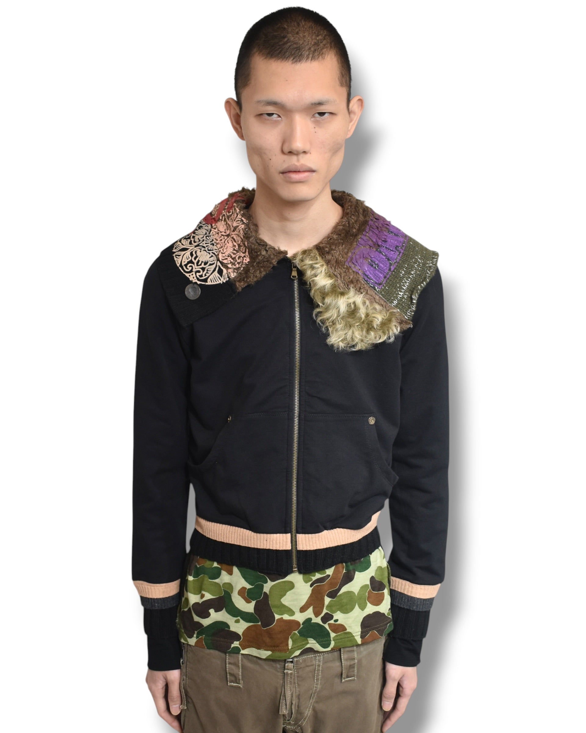 vintage zip up knitted blouson