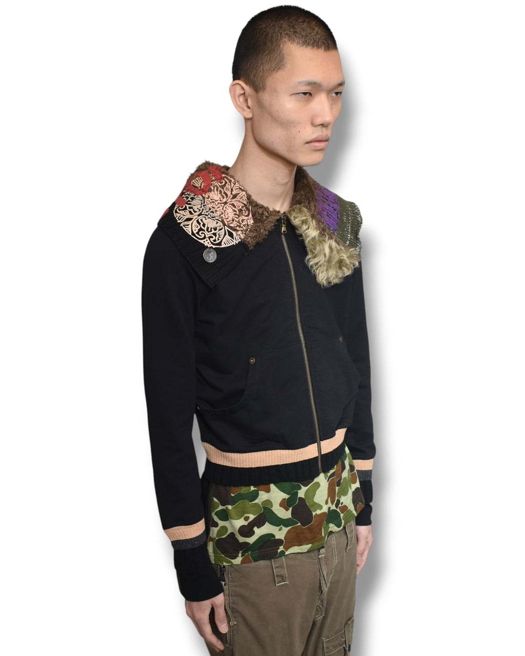 vintage zip up knitted blouson