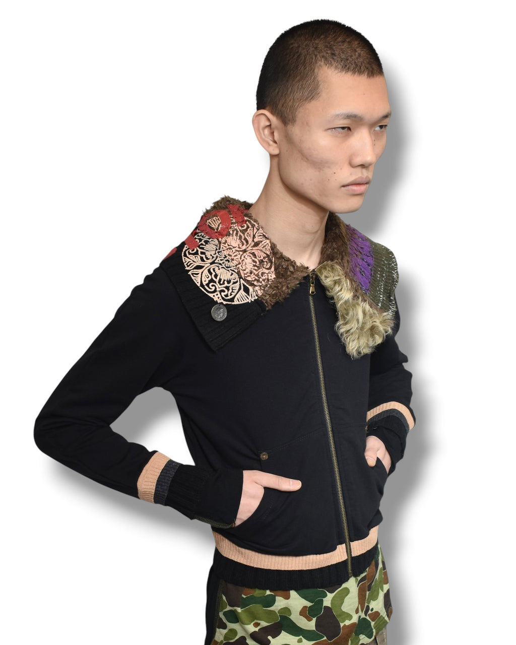 vintage zip up knitted blouson