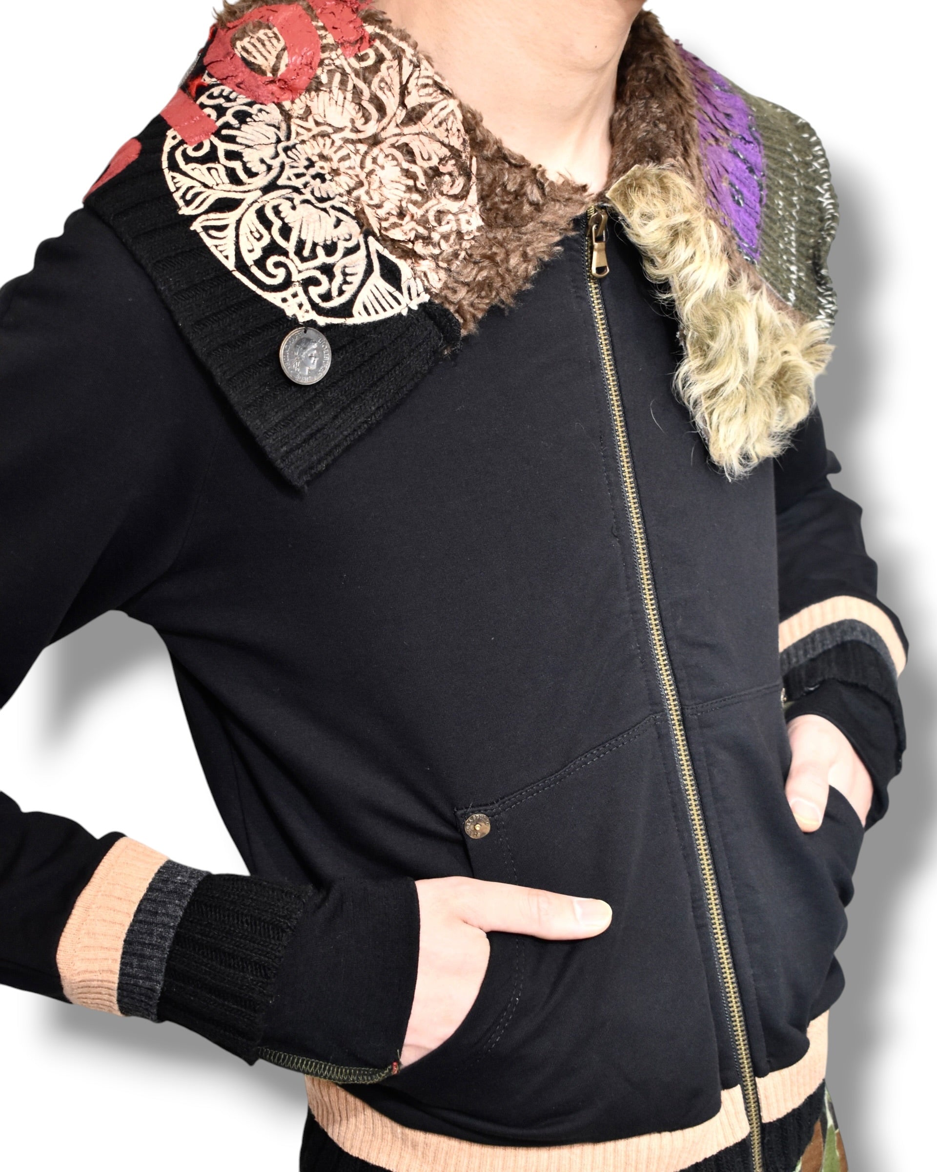 vintage zip up knitted blouson