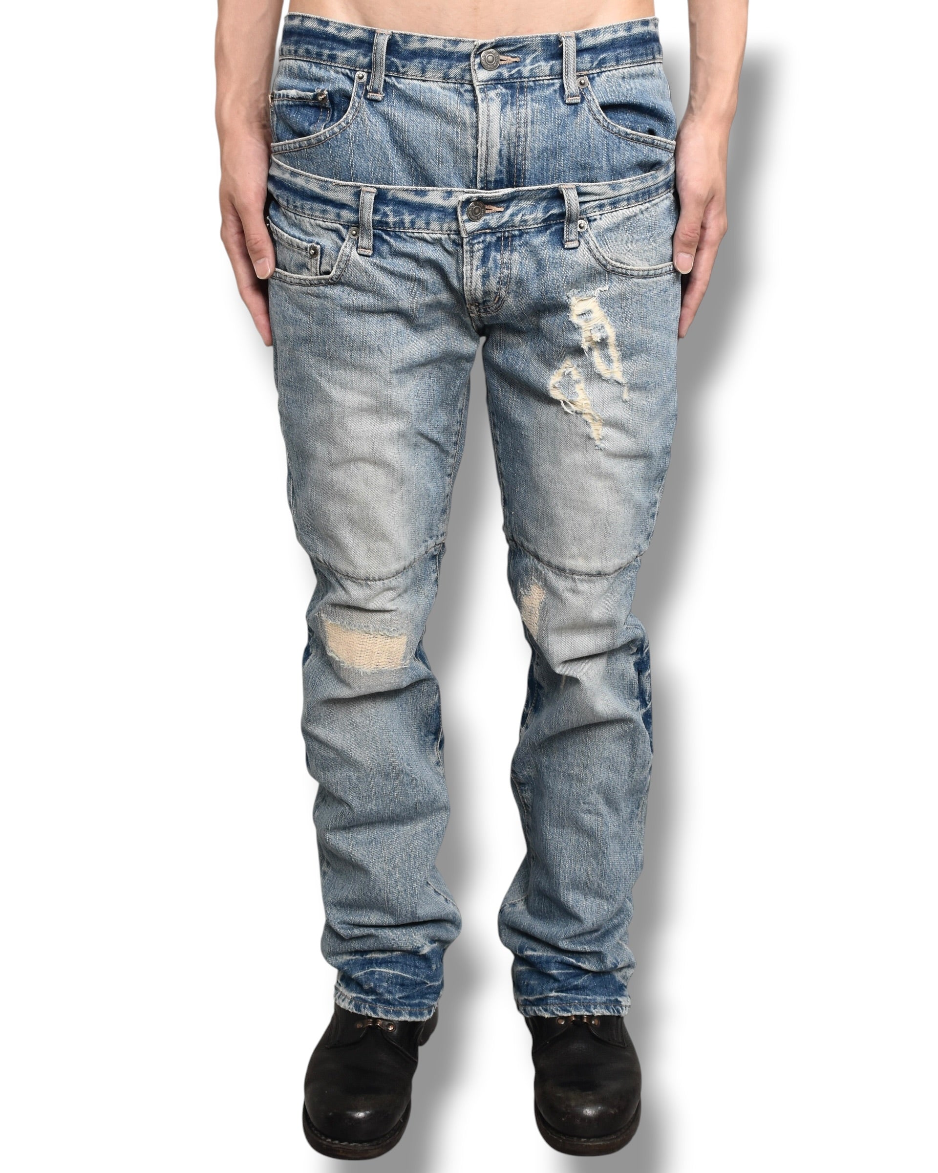 PPFM double waist denim pants