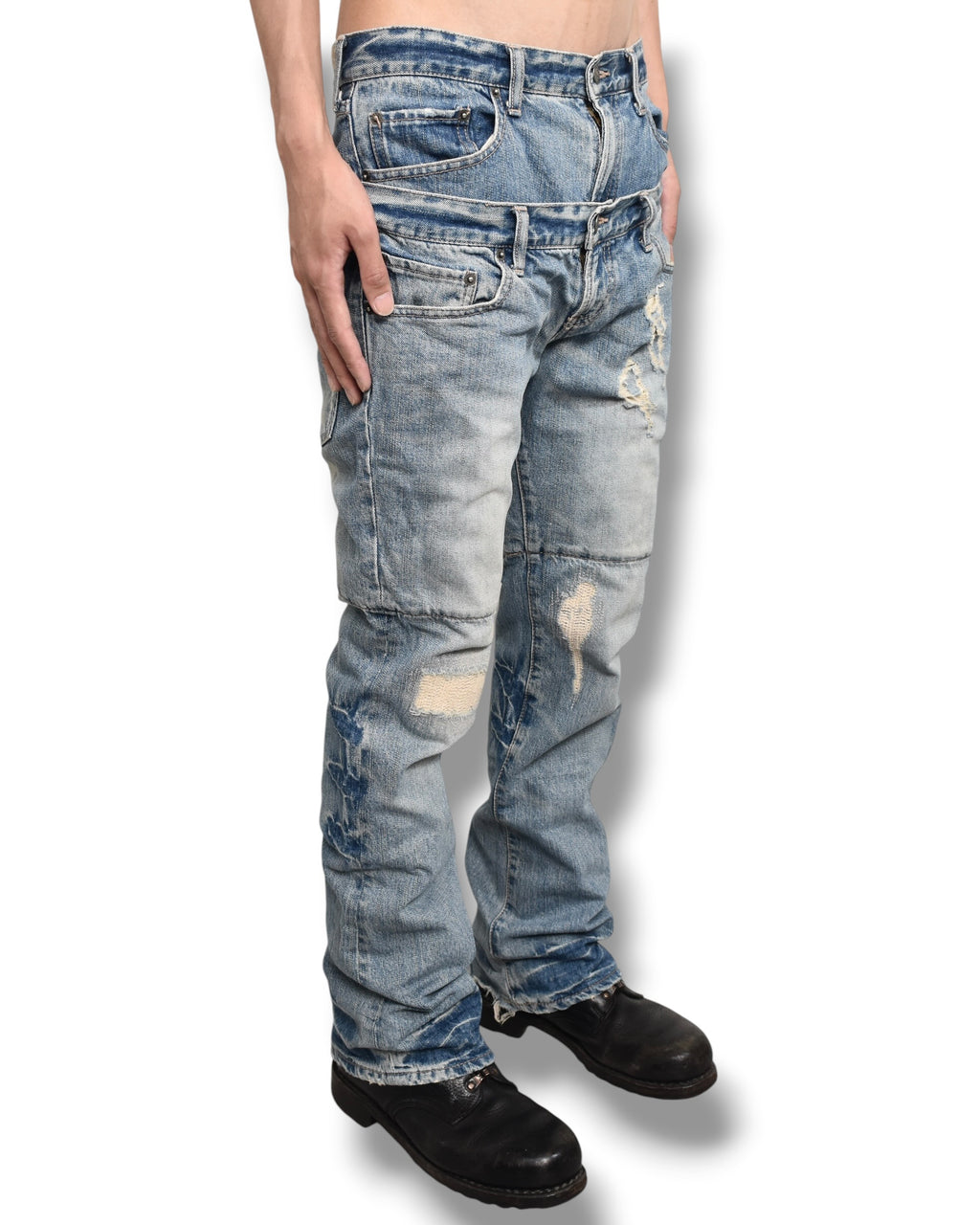 PPFM double waist denim pants