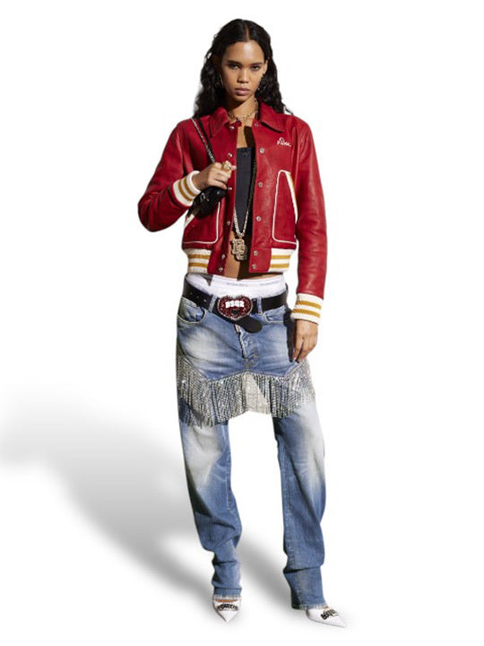 DSQUARED2 rhinestone docking denim pants