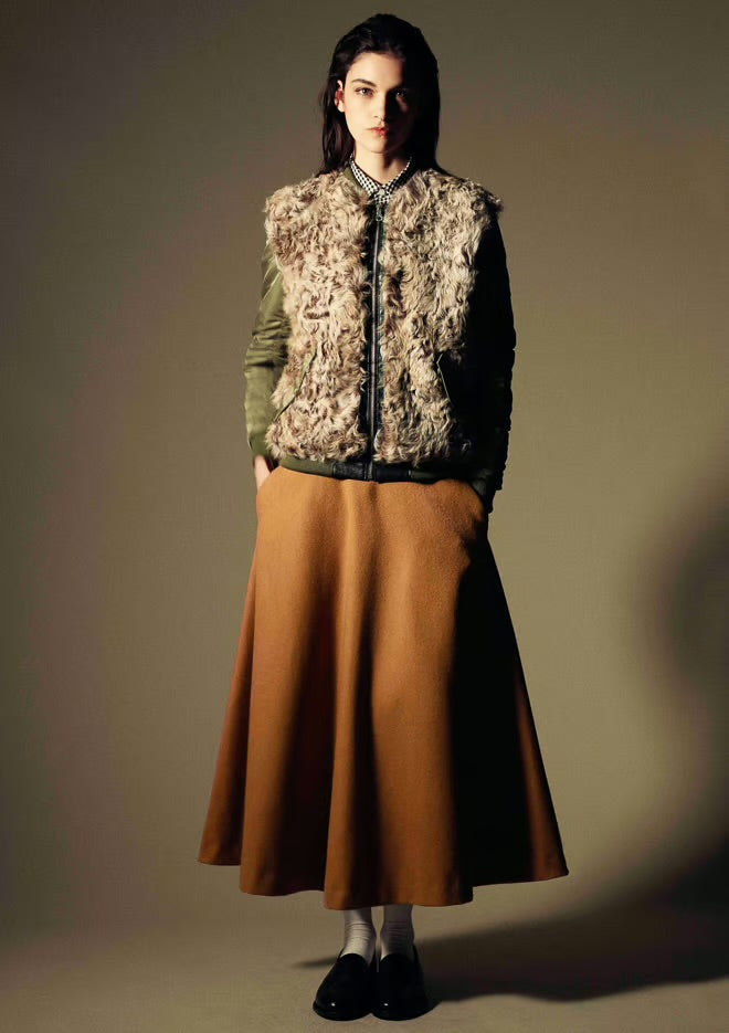 13AW PHENOMENON lamb fur docking bomber jacket