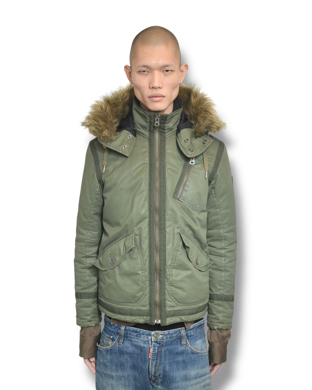 EARLY2000s DIESEL military fur jacket