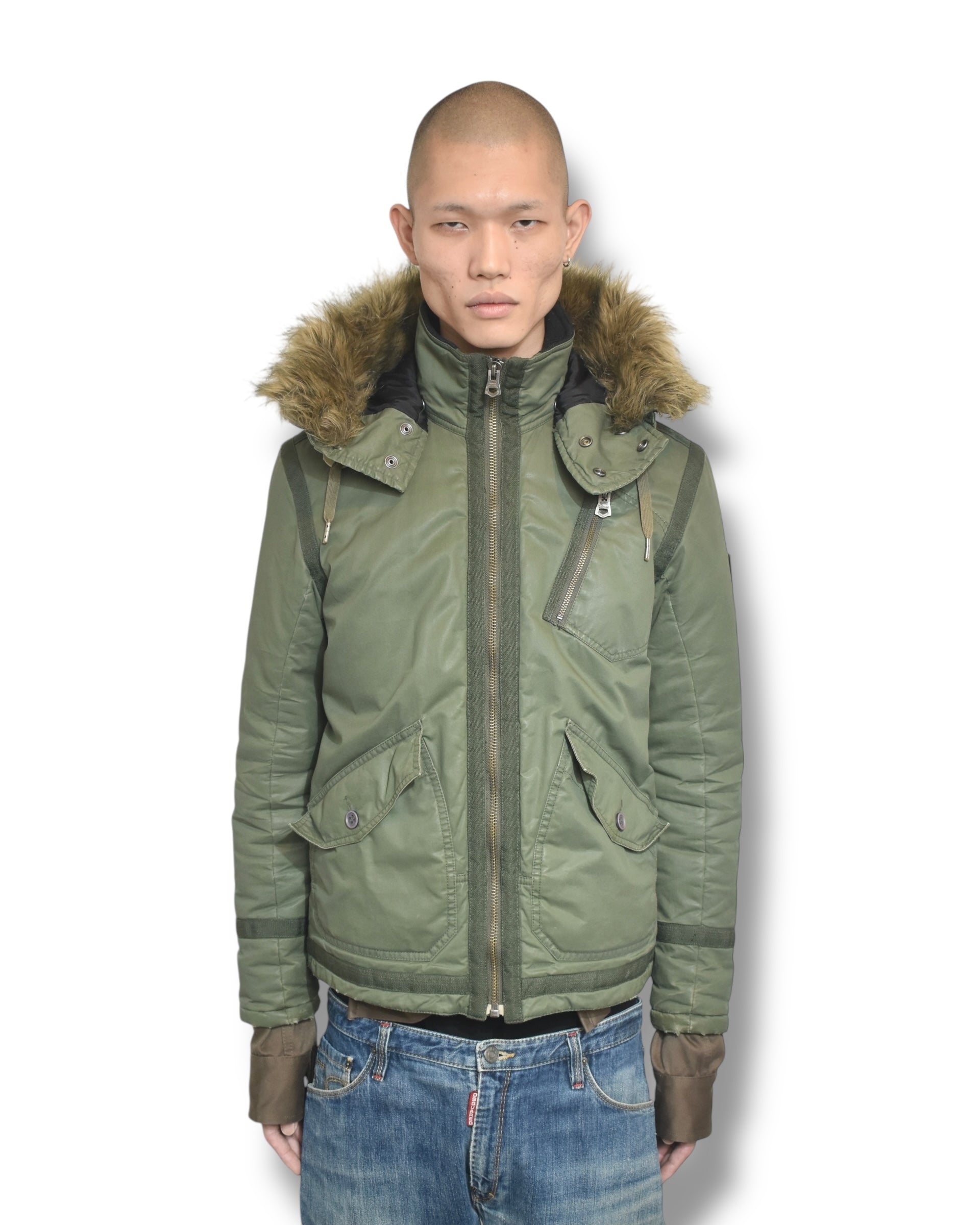 EARLY2000s DIESEL military fur jacket