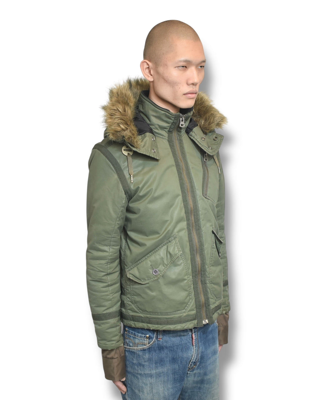 EARLY2000s DIESEL military fur jacket