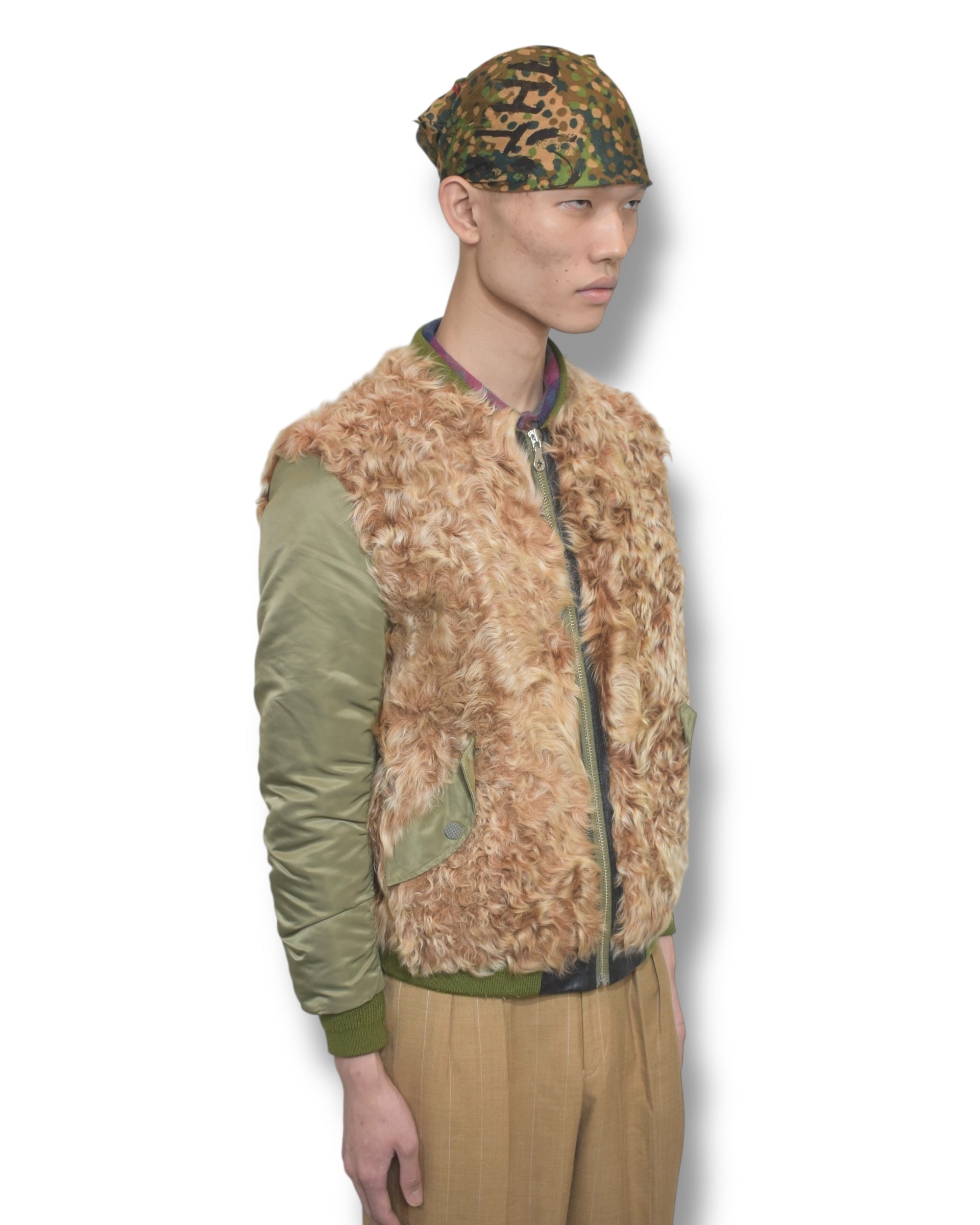 13AW PHENOMENON lamb fur docking bomber jacket