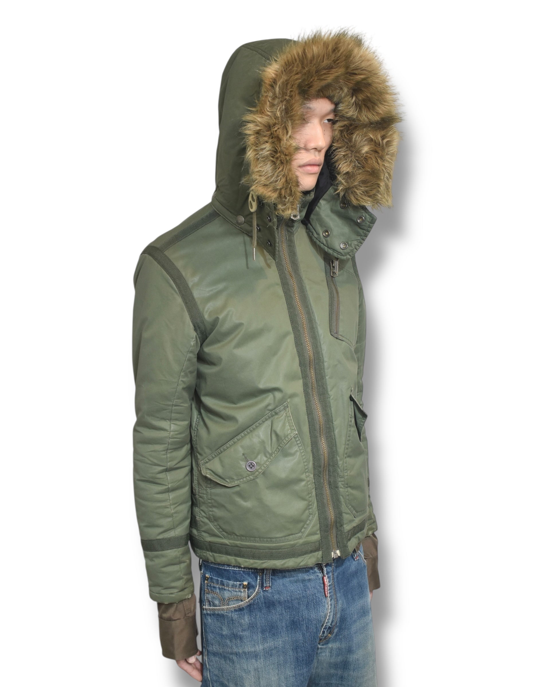 EARLY2000s DIESEL military fur jacket
