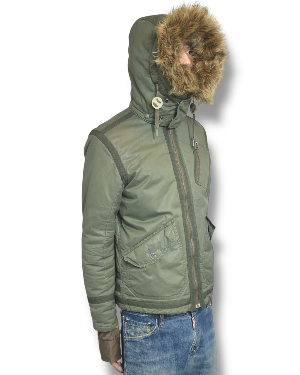 EARLY2000s DIESEL military fur jacket
