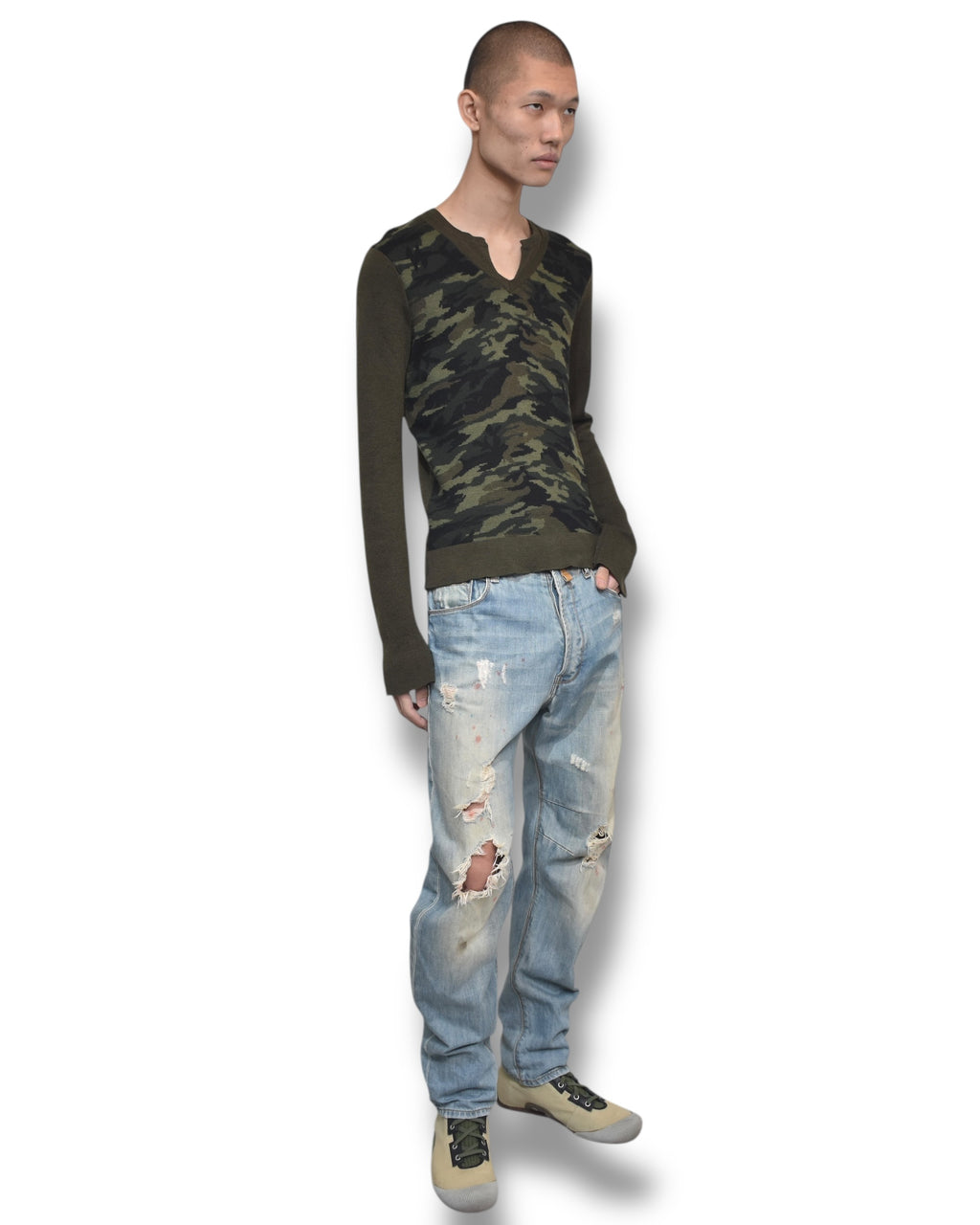 ARMANI JEANS damaged denim pants
