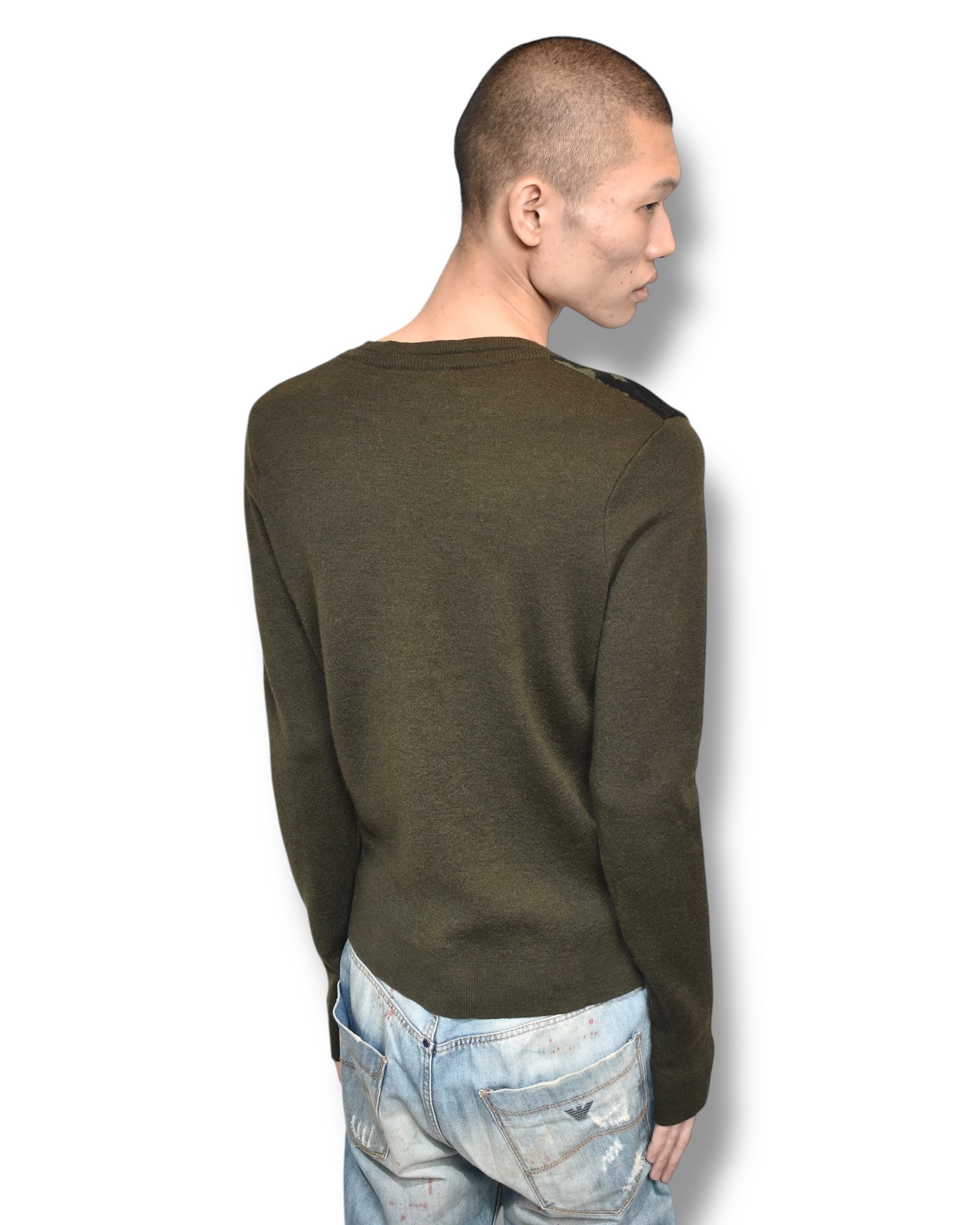 NEIL BARRETT camo switching knit top