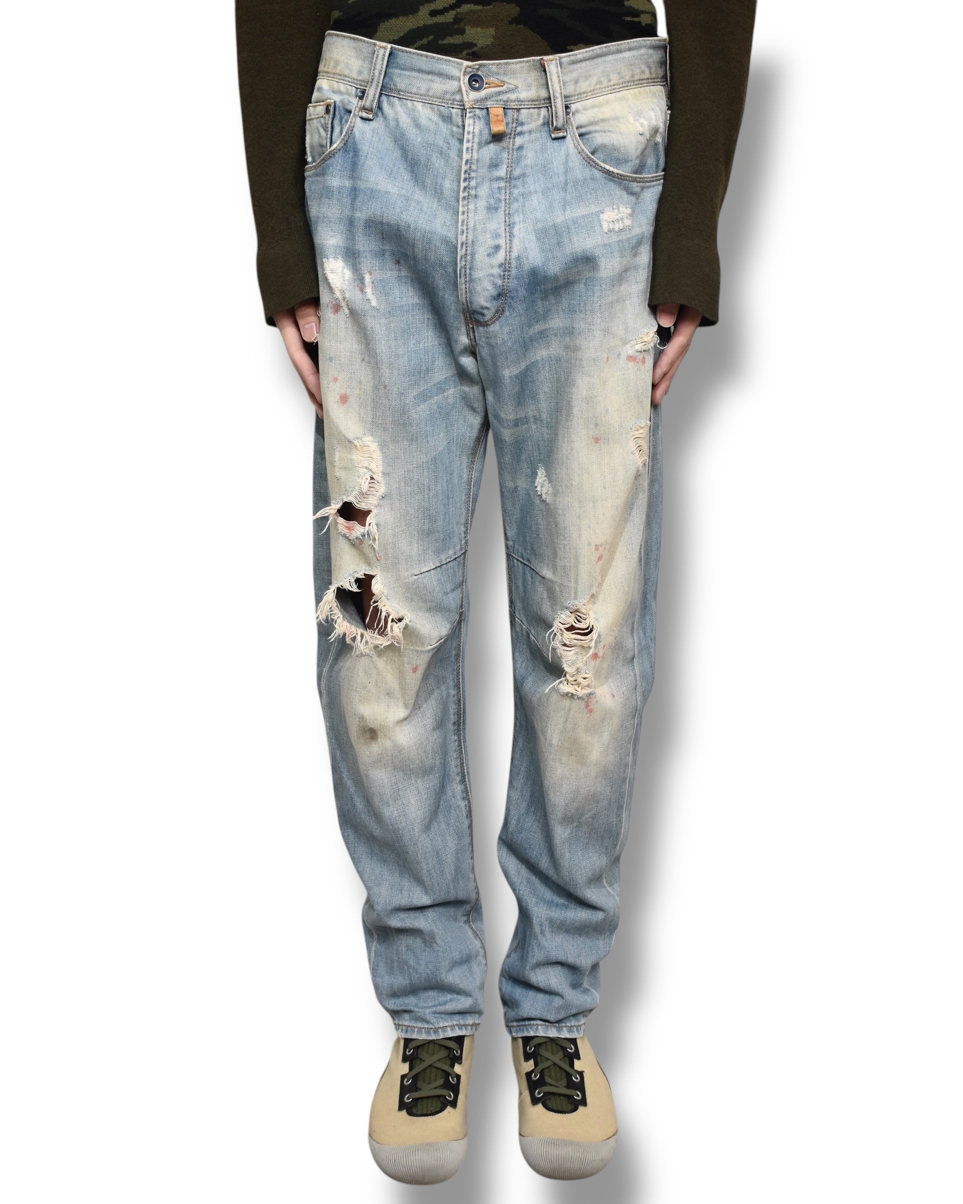 ARMANI JEANS damaged denim pants