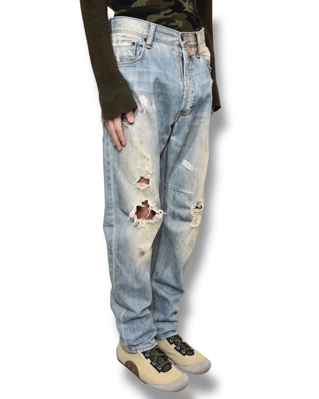 ARMANI JEANS damaged denim pants