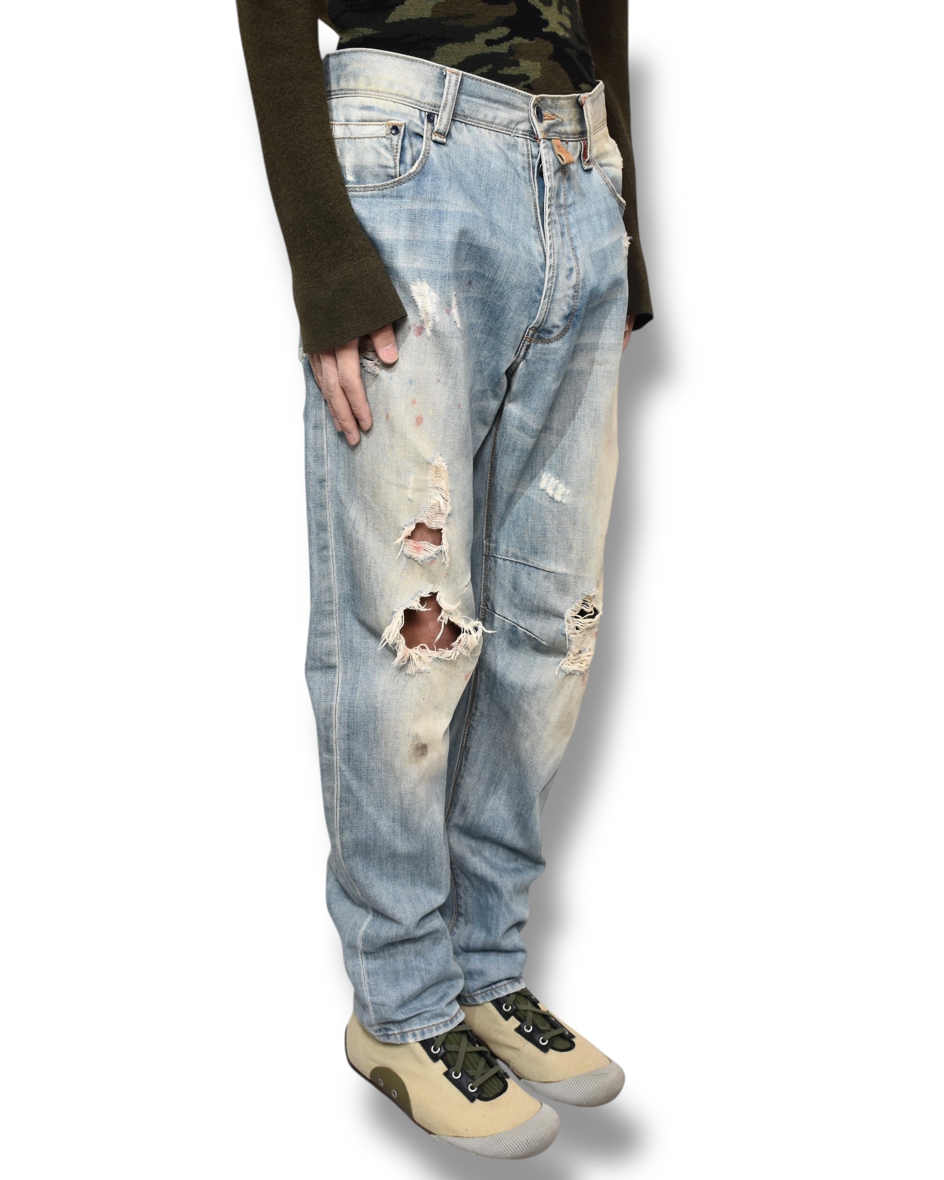 ARMANI JEANS damaged denim pants
