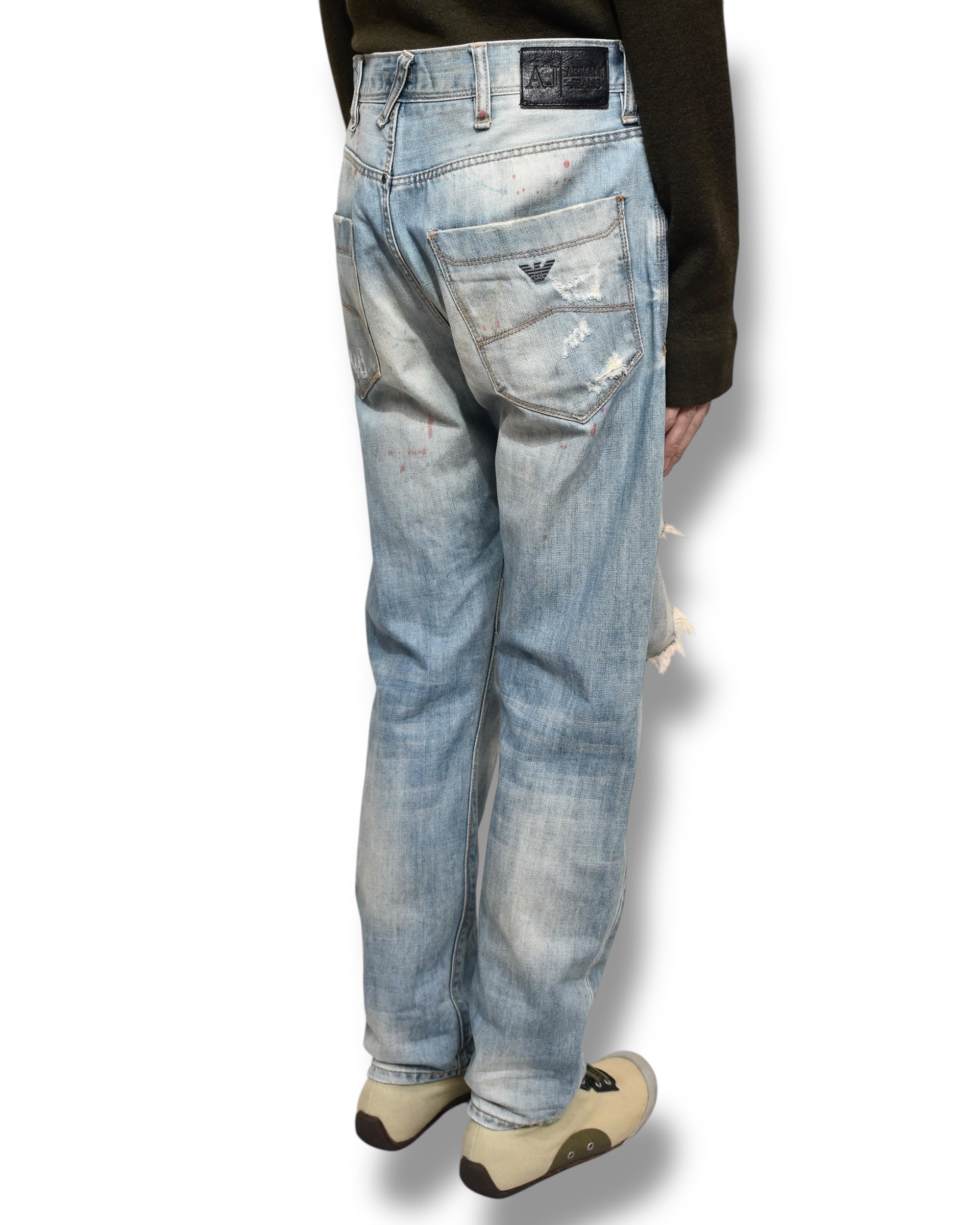 ARMANI JEANS damaged denim pants